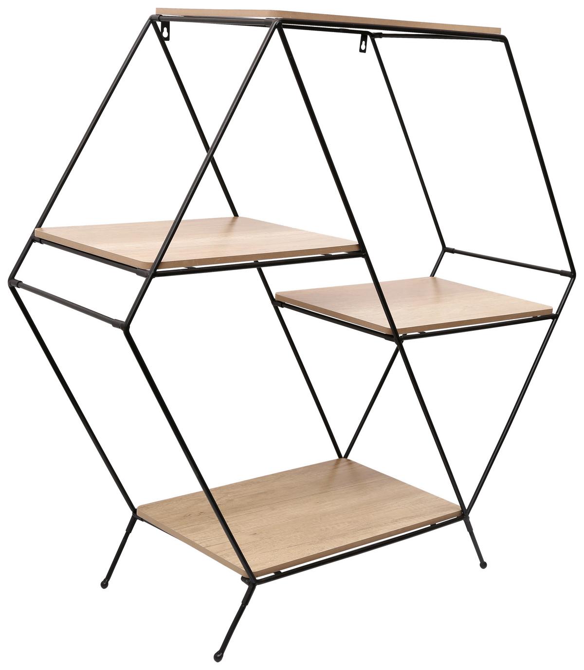 Etajeră Mailand 01 - culoare natur/negru, Modern, metal/material pe bază de lemn (75/85/30cm)