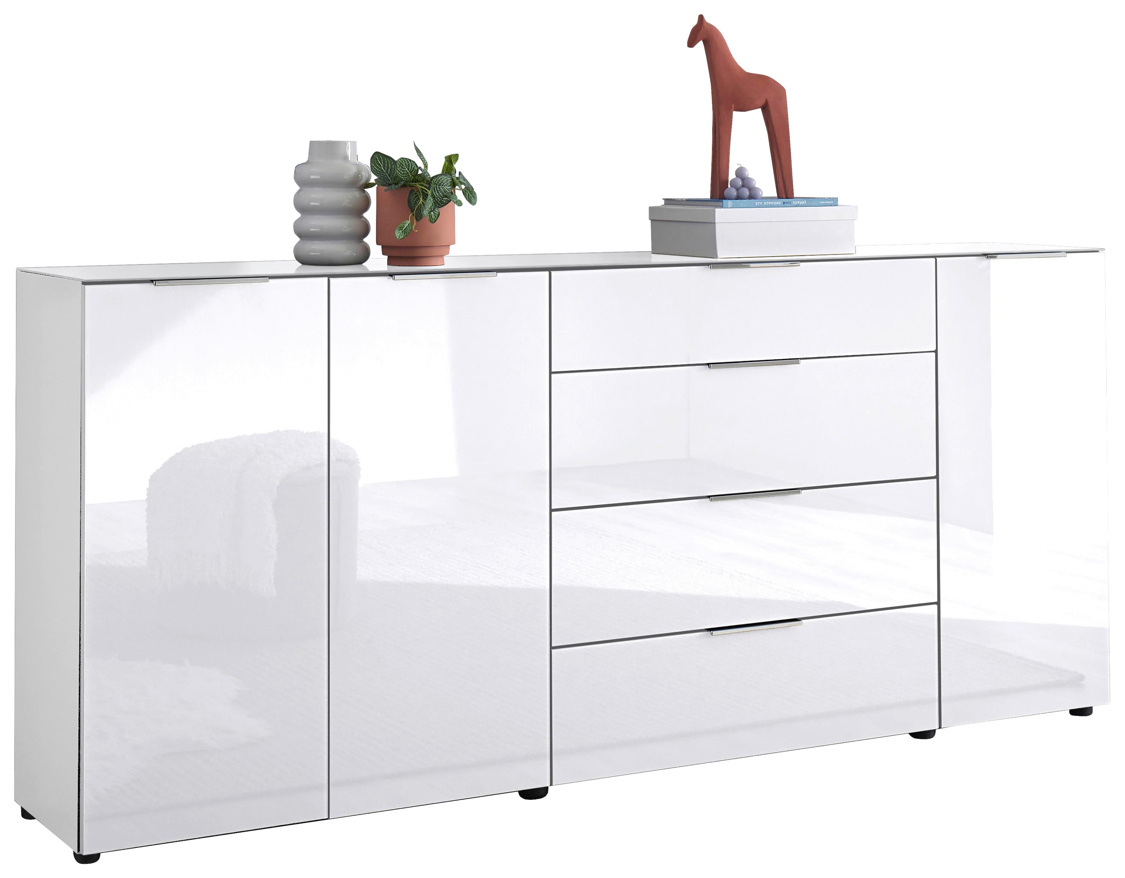 Sideboard Siena Weiss - Chromfarben/Weiss, Modern, Glas/Holzwerkstoff (226/99/40cm) - Mömax