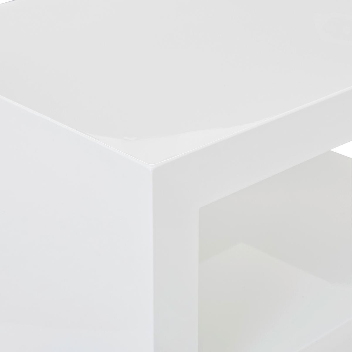 STOLIK BOCZNY KENZO - biały wysoki połysk, Design, materiał drewnopochodny (50/38/50cm) - Xora