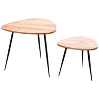 Set Miz Satztisch - črna/barve akacije, Moderno, kovina/les (60/60/51cm) - MID.YOU
