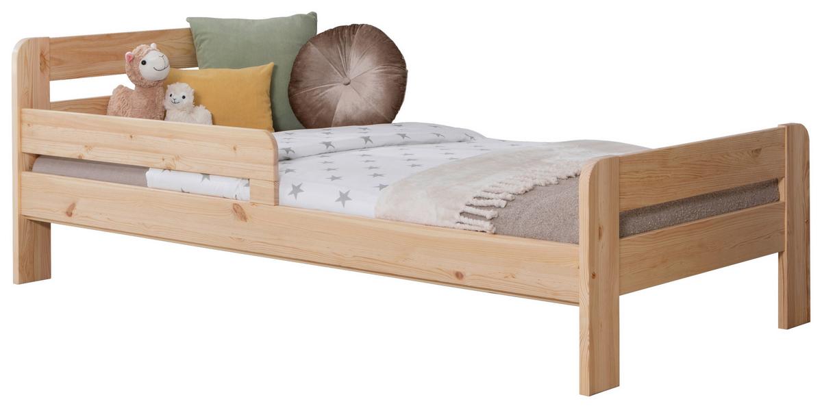 Postelja Bennet, Pravi Les, 90x200cm - naravne barve, Moderno, tekstil/les (90/200cm) - MID.YOU