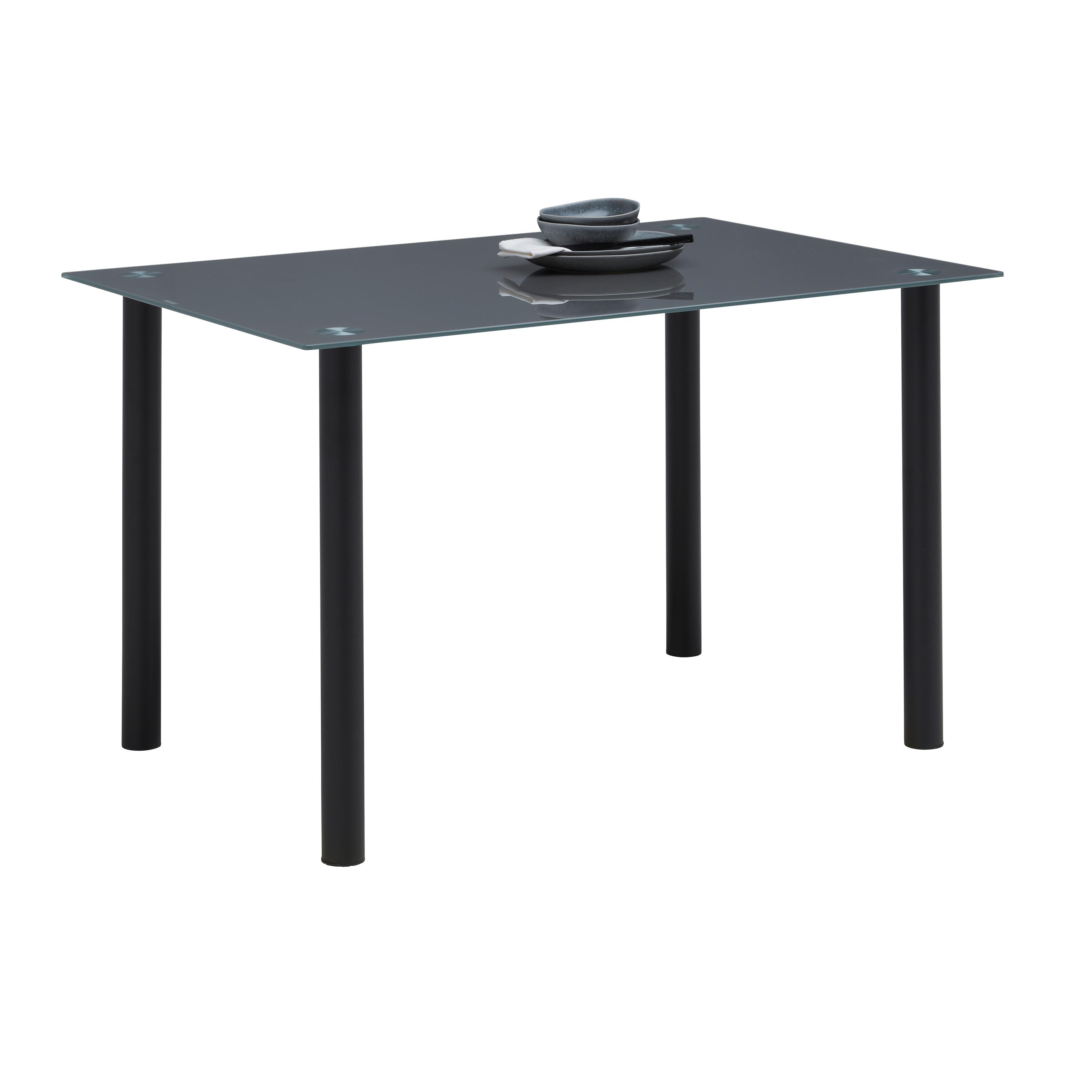 Esstisch Simon in Grau/Schwarz - Schwarz/Grau, Basics, Glas/Metall (120/76/80cm) - Mömax