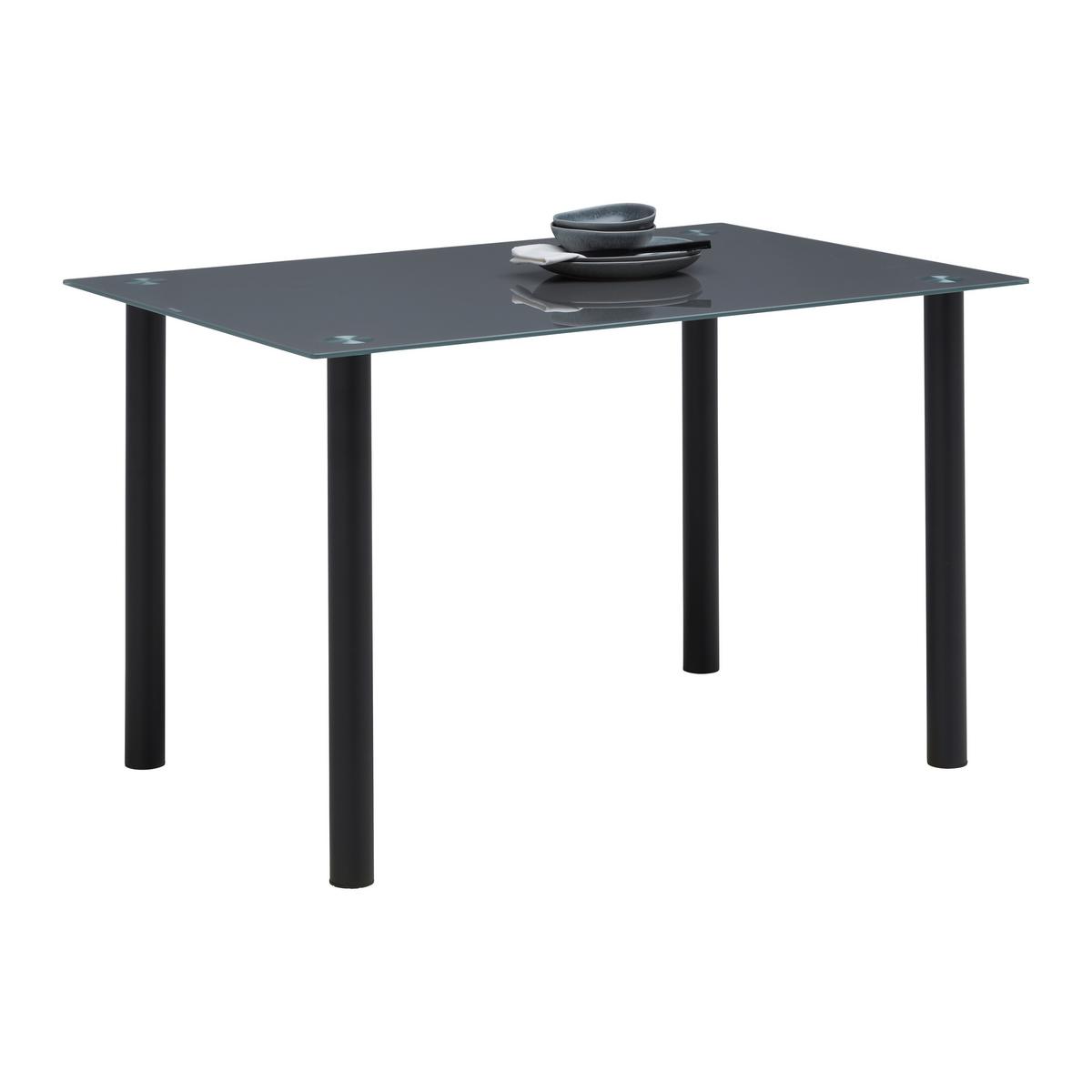 Esstisch Simon in Grau/Schwarz - Schwarz/Grau, Basics, Glas/Metall (120/76/80cm) - Mömax