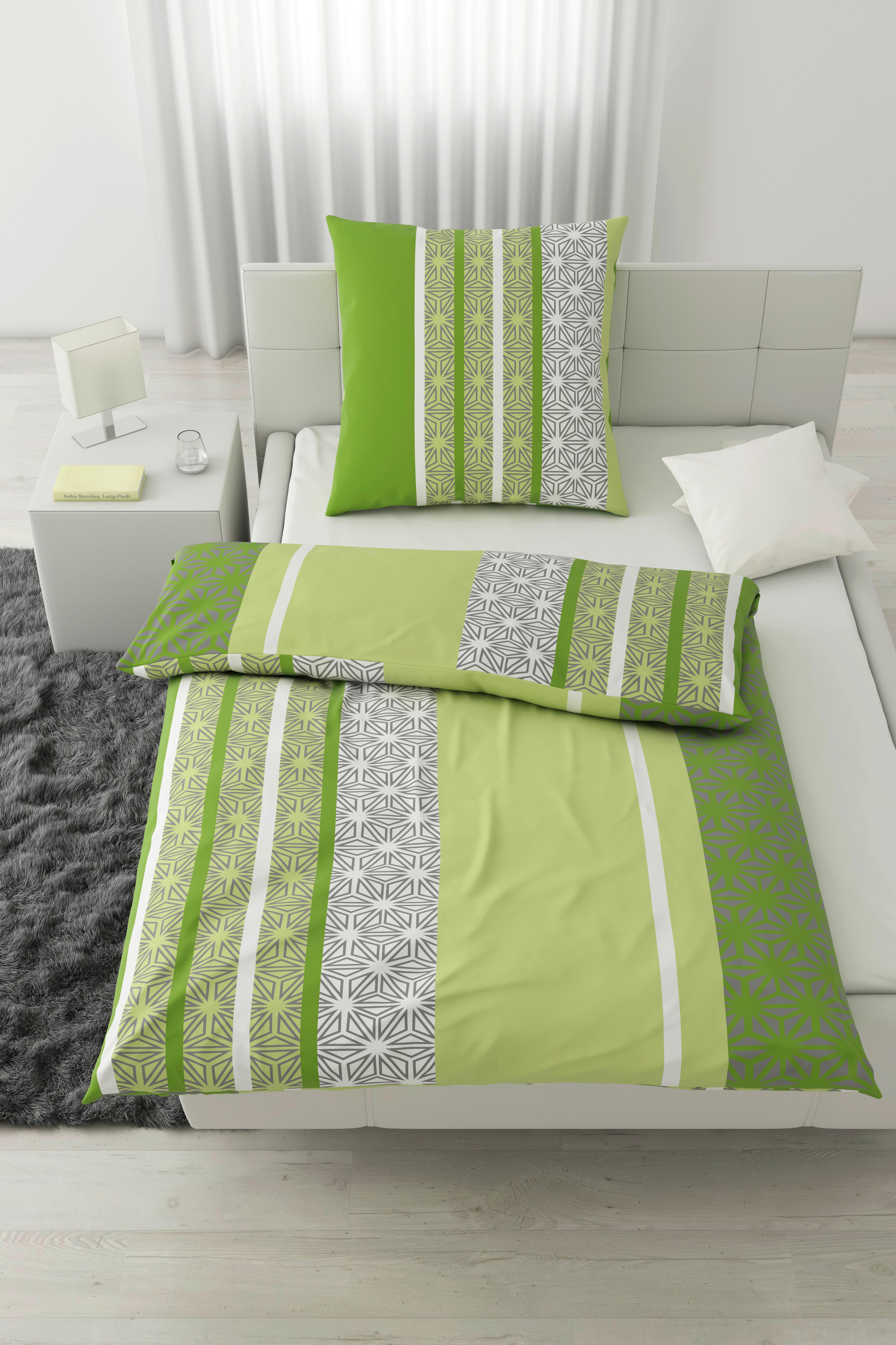 Bettwäsche Sara in Grün ca. 135x200cm - Grün, Textil (135/200cm) - Based