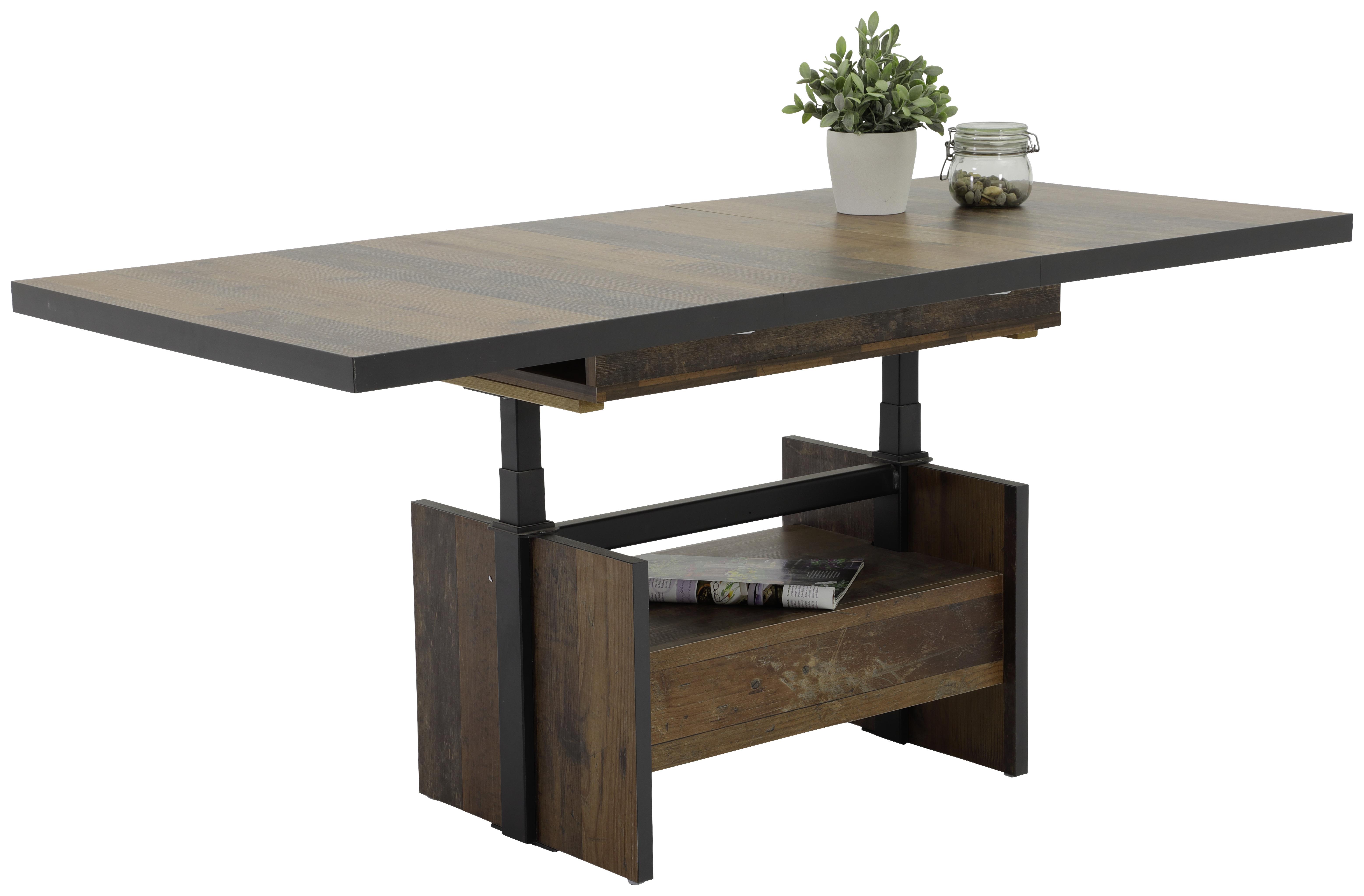 Couchtisch Noah Braun L: 150 cm höhenverstellbar, ausziehb. - Anthrazit/Dunkelbraun, MODERN, Holzwerkstoff (150/70/76cm) - MID.YOU