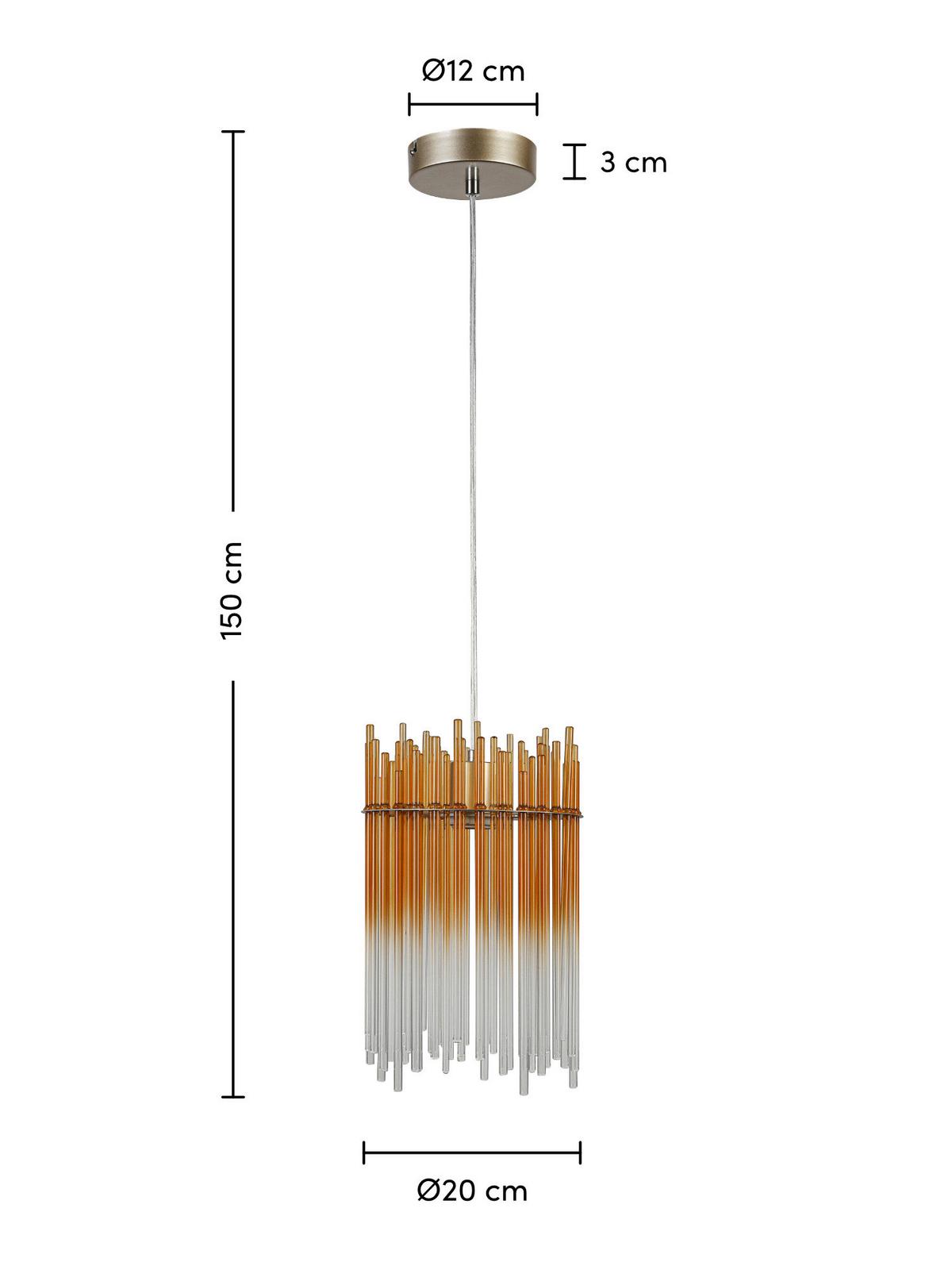 Függőlámpa Stab 3 Égős - Pezsgő/borostyánszínű, Modern, műanyag/üveg (81/20/150cm)