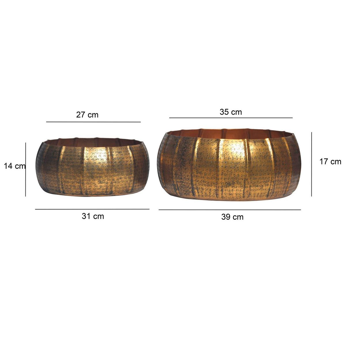 DEKOVASE PFLANZKÜBEL 2ER SET GOLD - Goldfarben, Design, Metall (39/17/39cm) - Livetastic