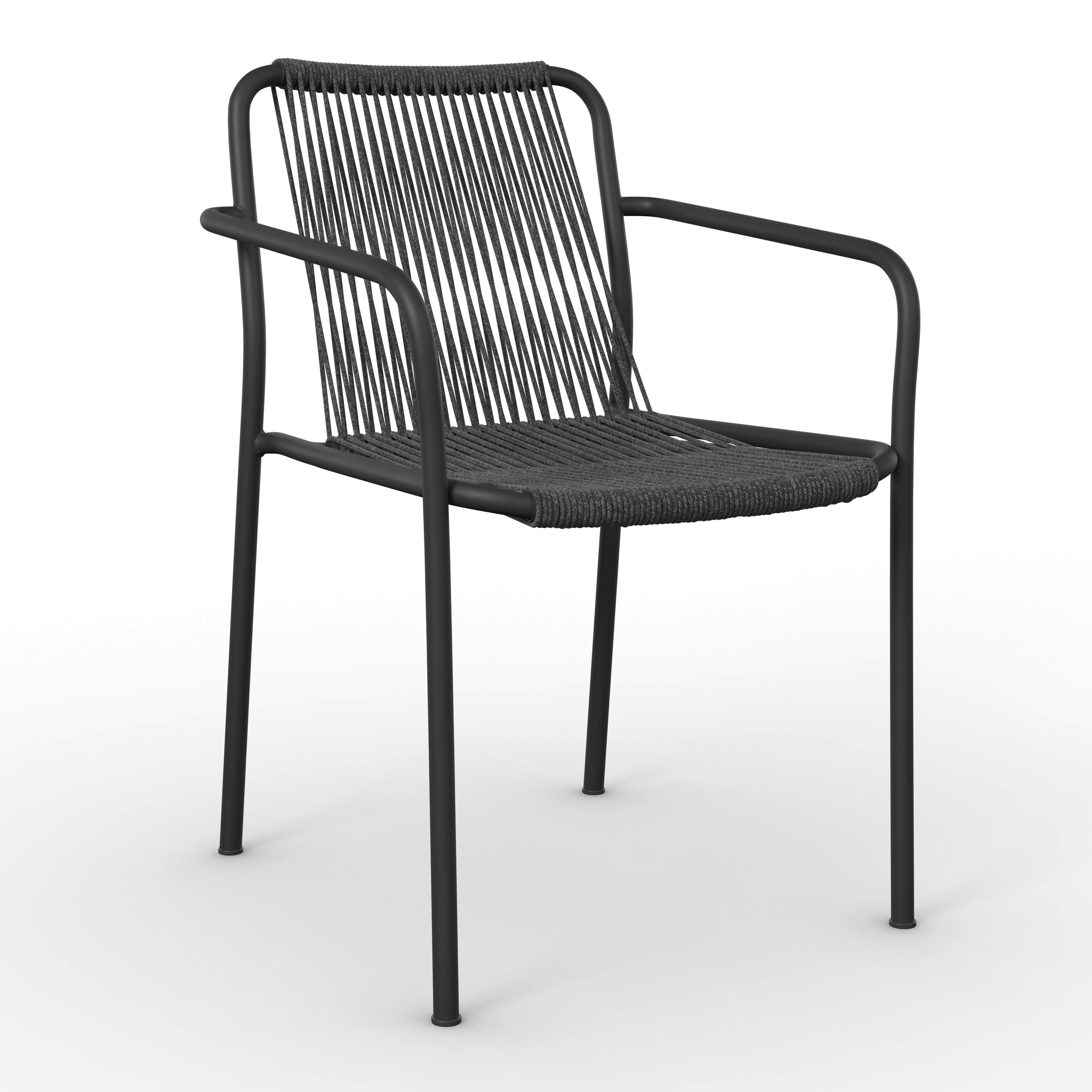 TRÄDGÅRDSSTOLAR SET NARDO - mörkgrå/svart, Modern, metall/textil (55/82/58cm) - Bessagi Garden
