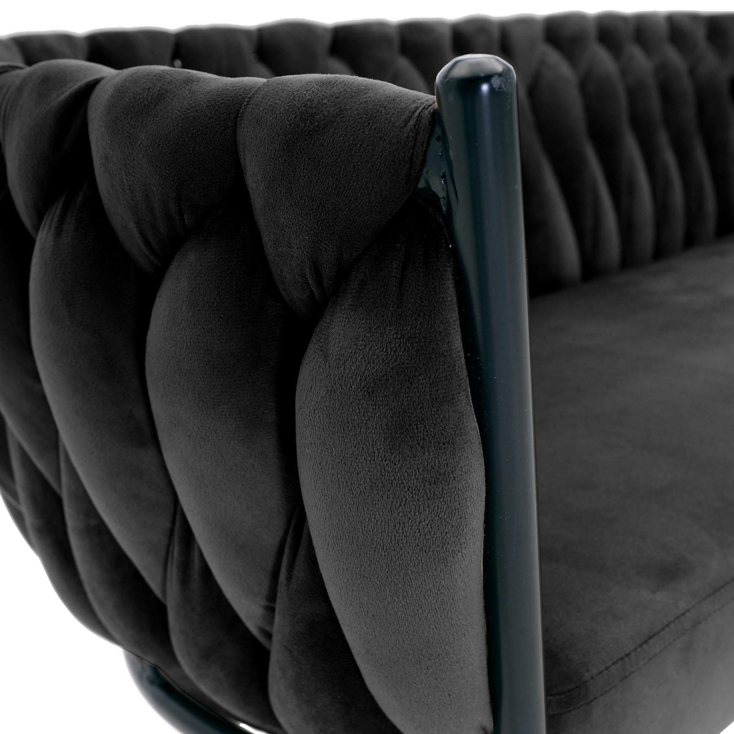 ŁAWKA WEAVY - czarny, Modern, metal/tkanina (130/78/55cm) - Livetastic