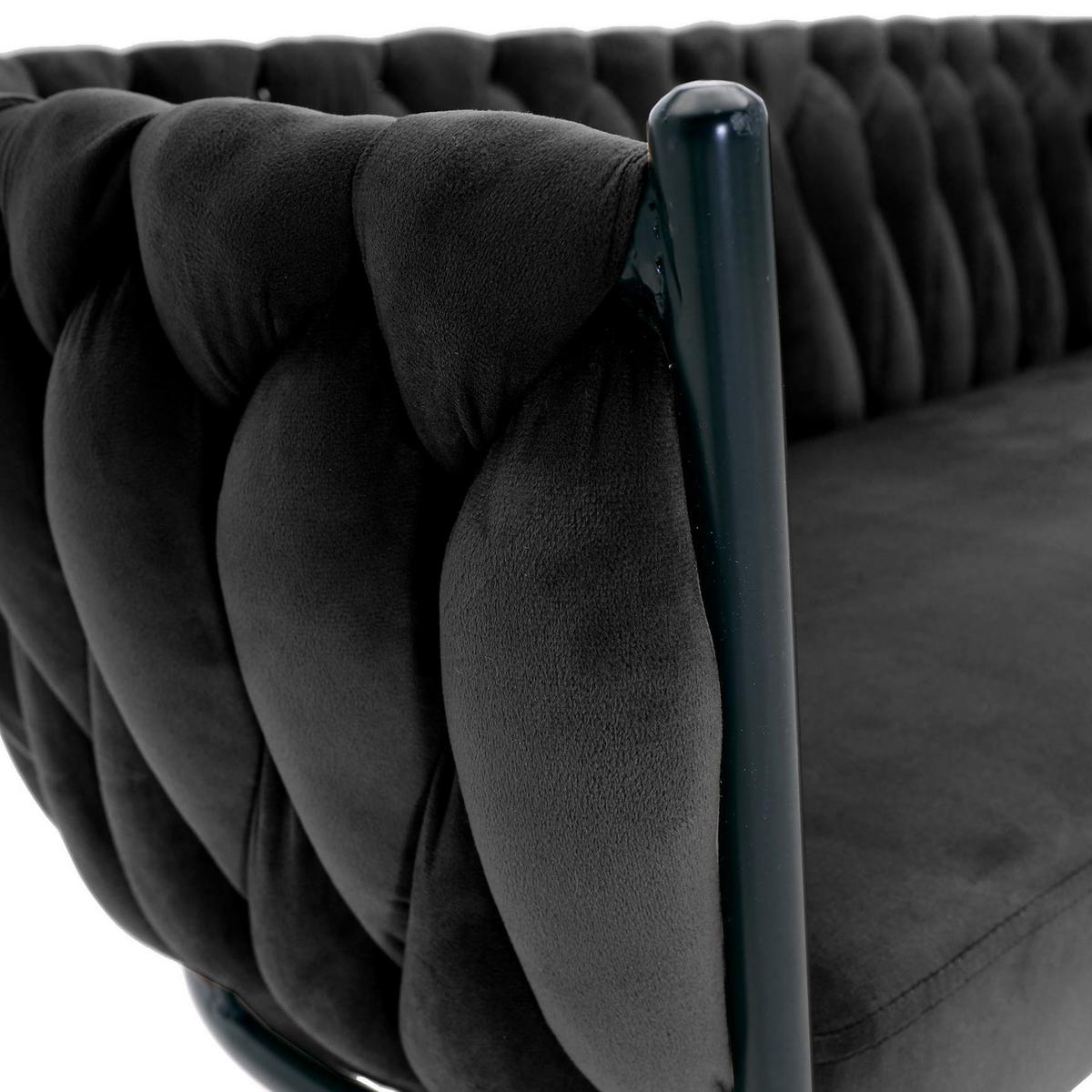 ŁAWKA WEAVY - czarny, Modern, metal/tkanina (130/78/55cm) - Livetastic