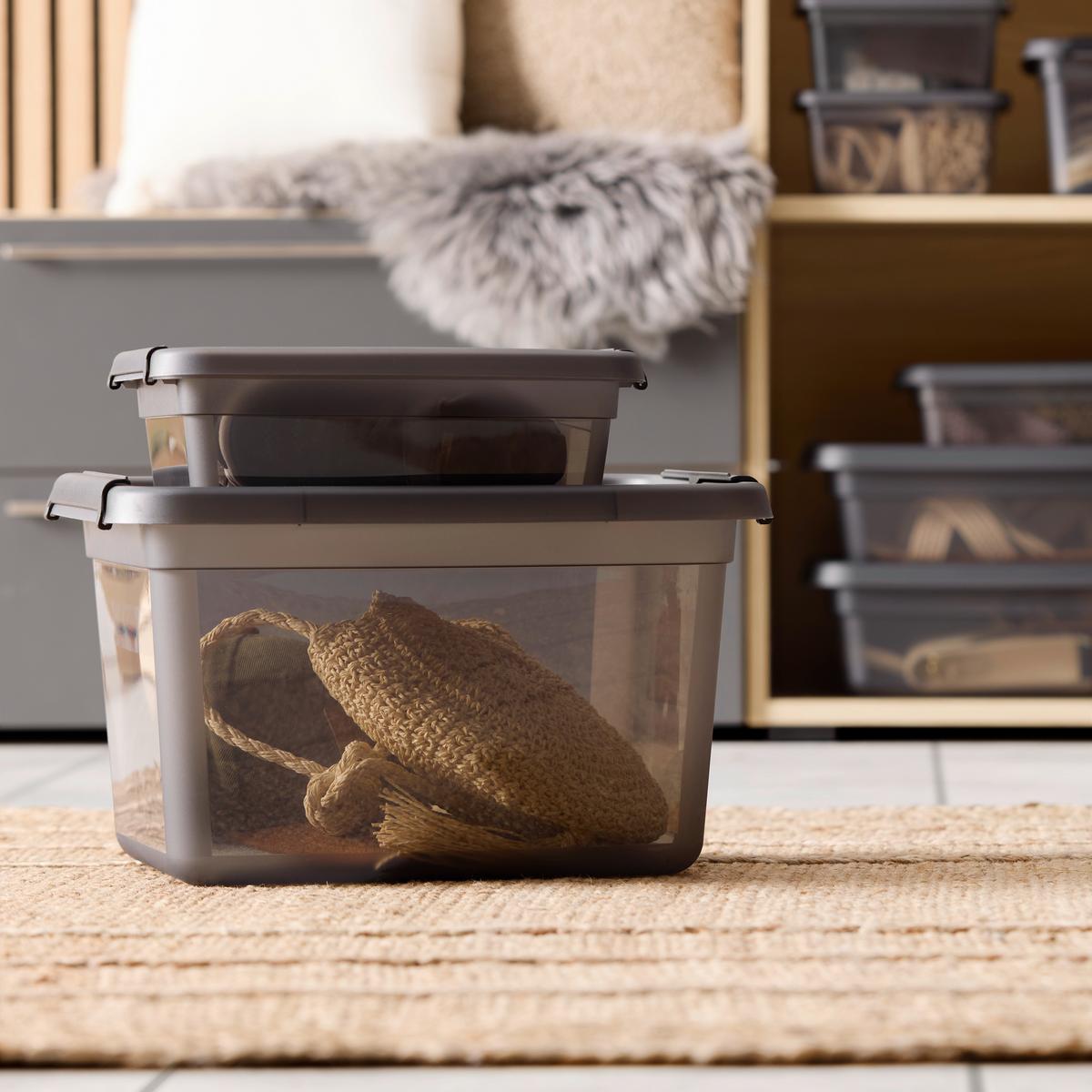 Cutie pentru depozitare BLACKY - CCA. 3L - negru/transparent, Modern, plastic (19/28/9cm) - Mömax