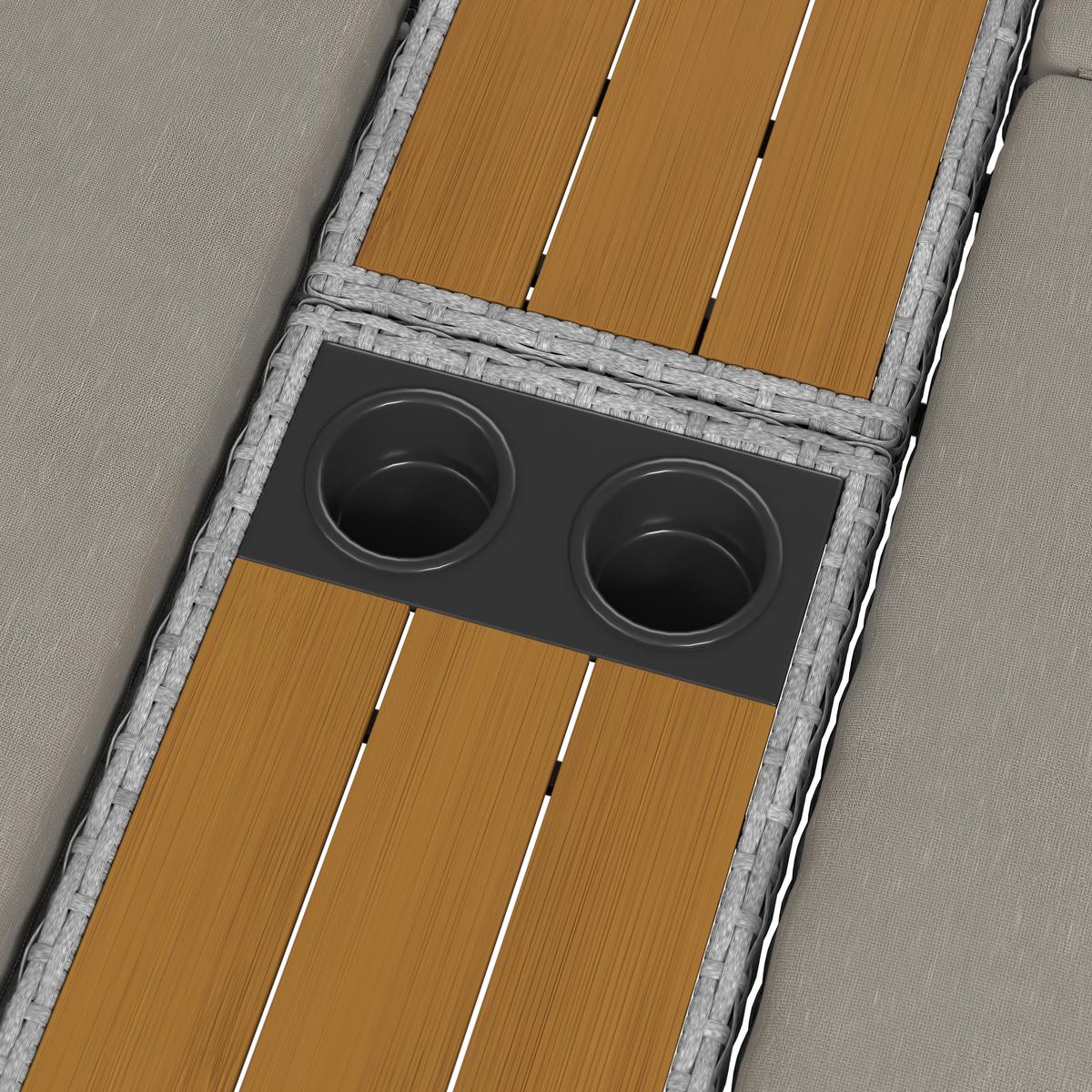 Gartenliege Monero Grau Holz/Metall/Kunststoff - Grau, MODERN, Holz/Kunststoff (203/155/150cm) - Bessagi Garden