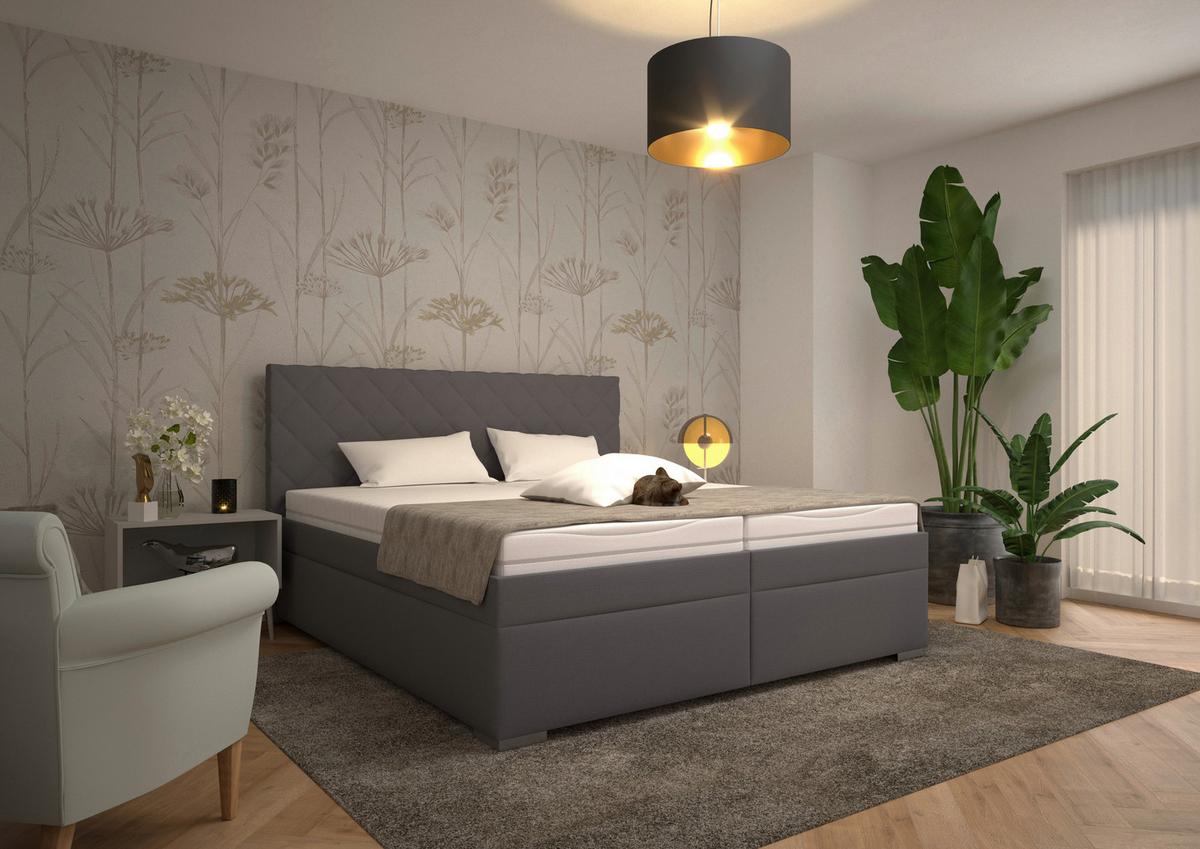 Tapecirani Krevet Klara - siva/tamno siva, Moderno, drvo/tekstil (180/200cm)