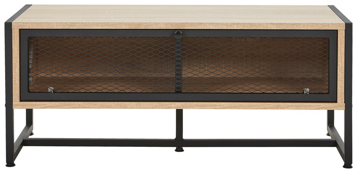 ŁAWKA Z PÓŁKĄ NA BUTY MELA SIDEBOARD - czarny/kolor dębu sonoma, Modern, metal/drewno (95/40/41cm) - P & B