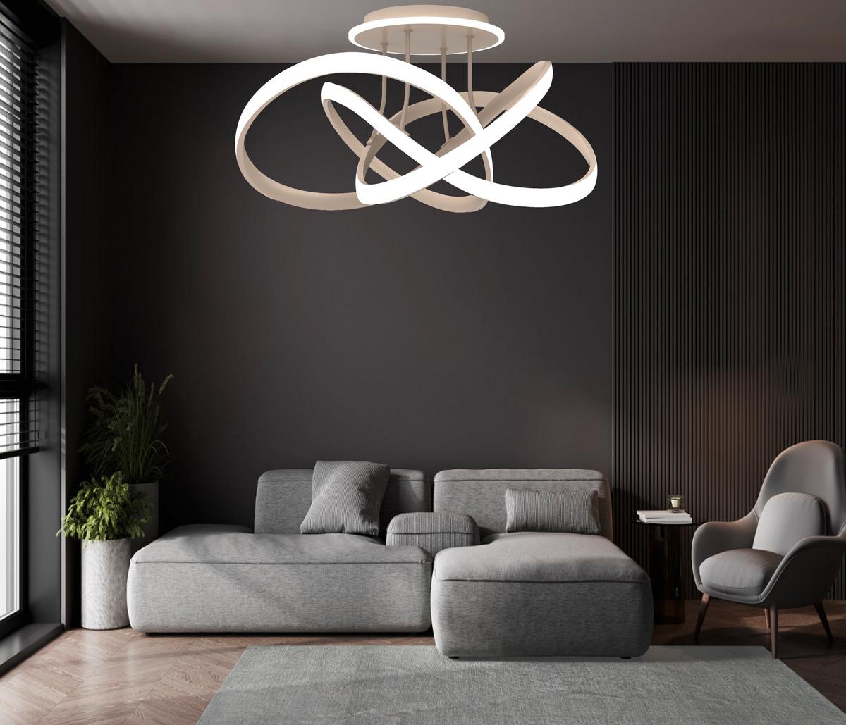 LAMPA SUFITOWA LED 9064-113 BANDOL - kolor piaskowy, Design, tworzywo sztuczne/metal (64/34,5cm)