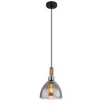 Hängeleuchte Mattea Schwarz max. 6 Watt - Schwarz, Design, Glas/Holzwerkstoff (20/120cm) - Globo