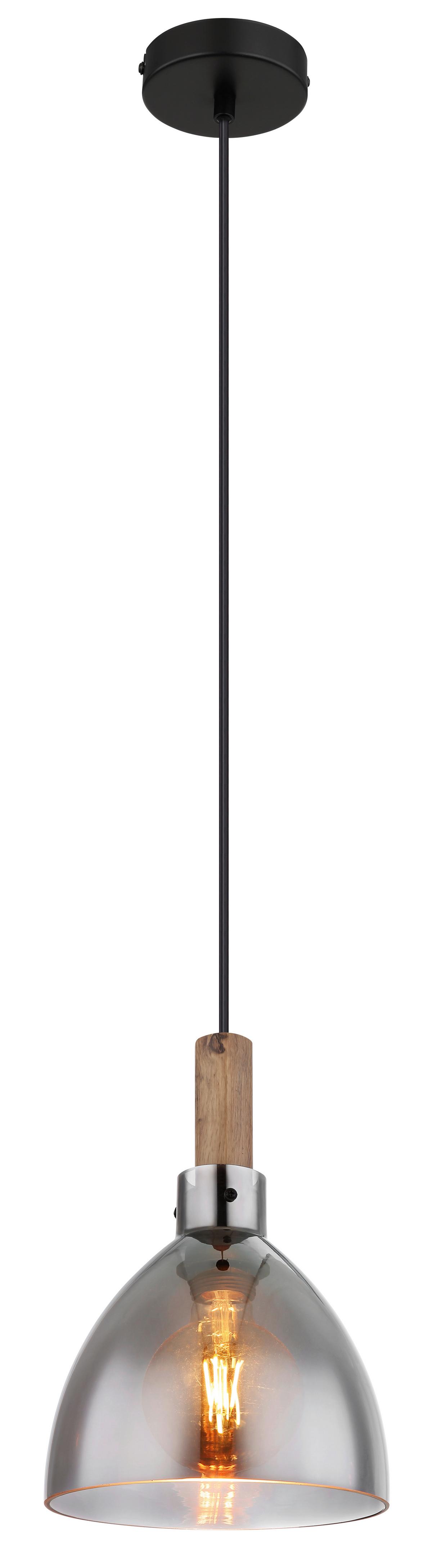 Hängeleuchte Mattea Schwarz max. 6 Watt - Schwarz, Design, Glas/Holzwerkstoff (20/120cm) - Globo