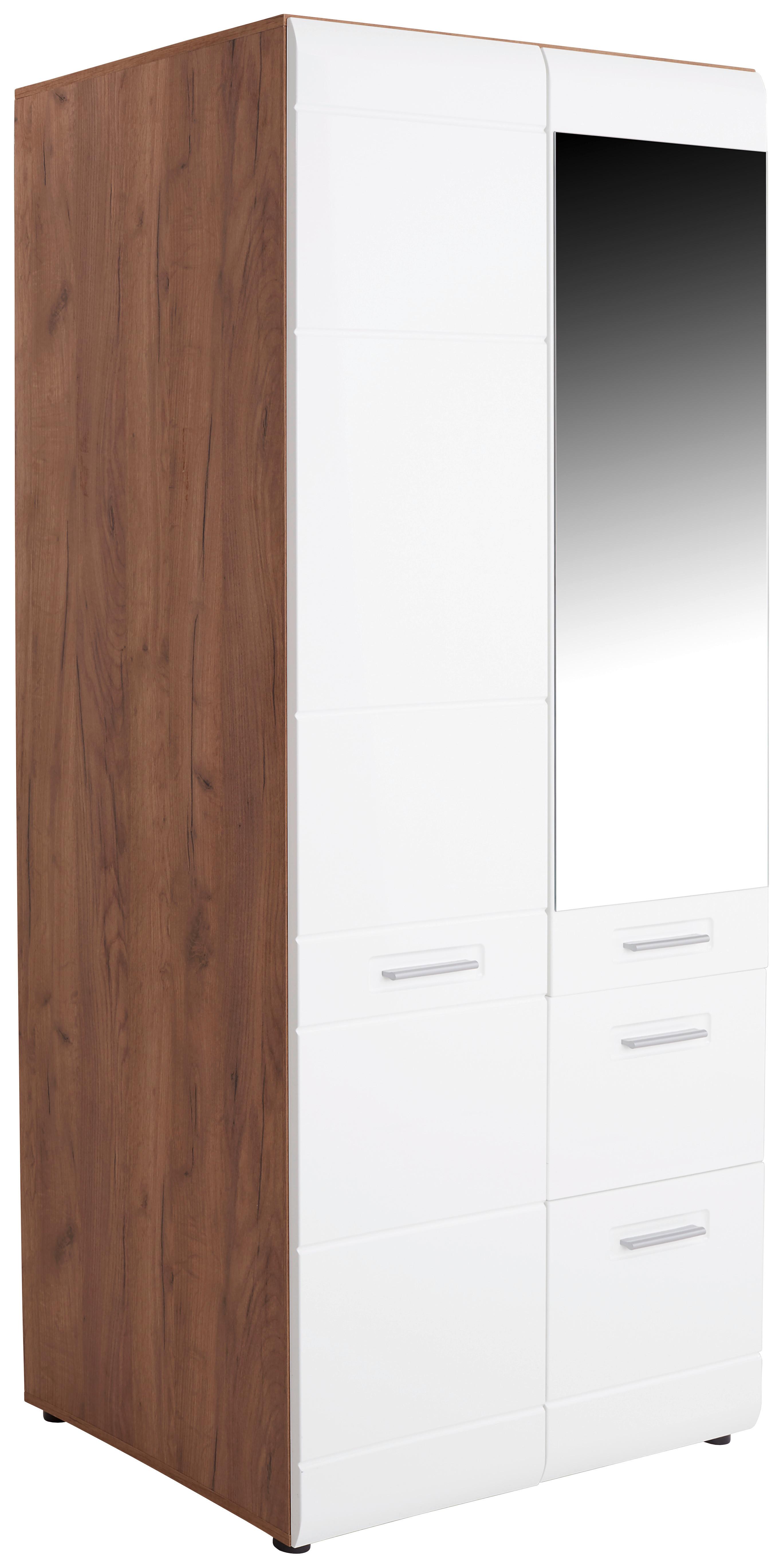 Omara Za Oblačila Avensis New, Bela, Temni Hrast, Ogledalo - barve hrasta/bela, Konvencionalno, umetna masa/leseni material (90/205,7/60cm) - Mömax