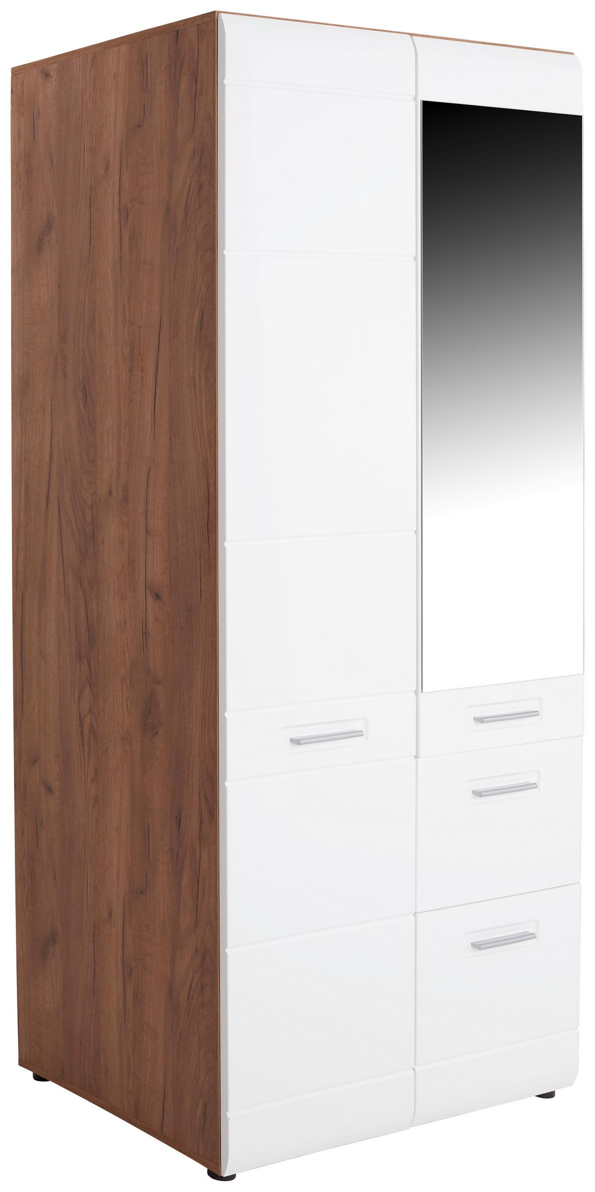 Dulap de haine Avensis New - alb/culoare lemn stejar, Konventionell, material pe bază de lemn (90/205,7/60cm) - Premium Living