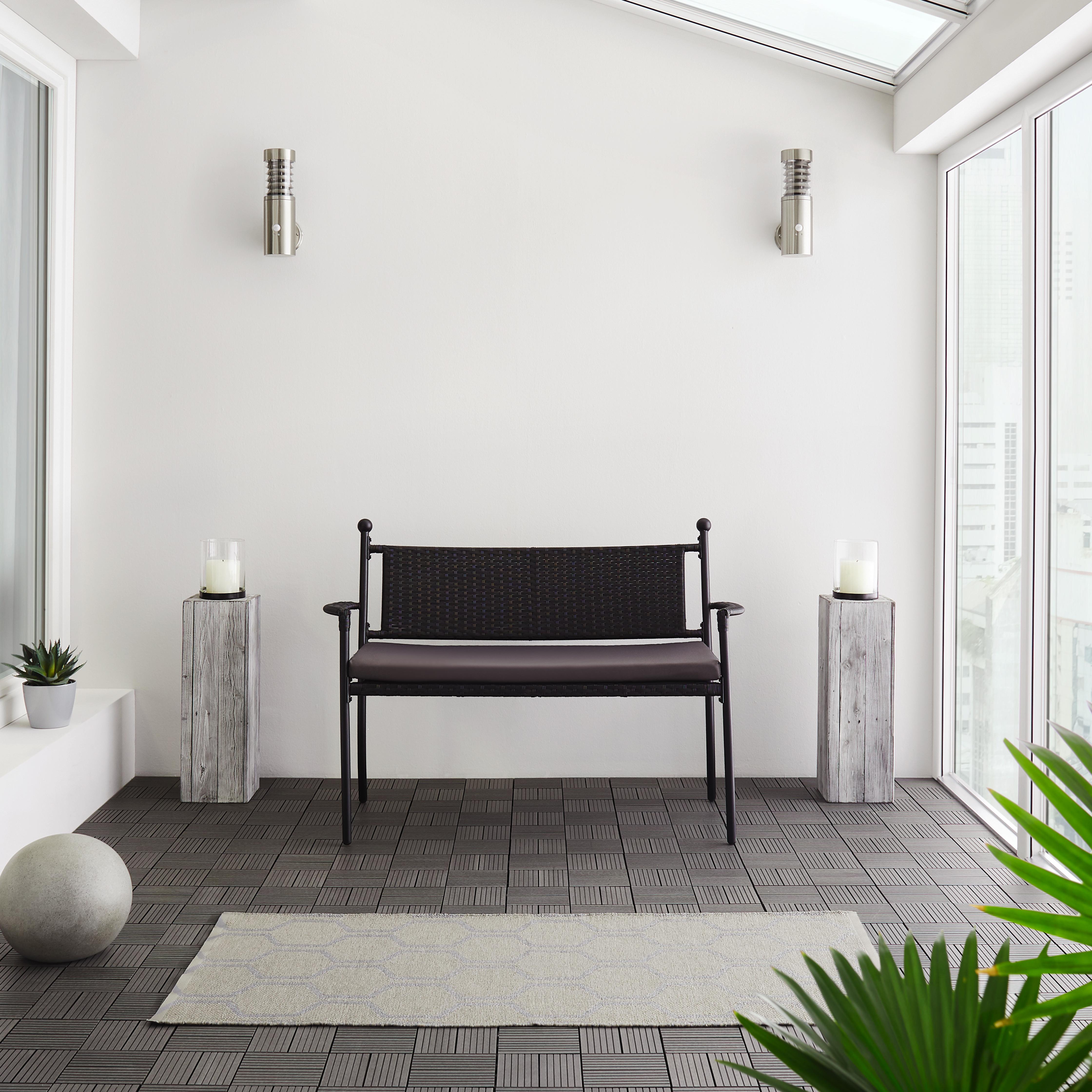 GARTENBANK Eva in Dunkelgrau/Schwarz - Dunkelgrau/Schwarz, MODERN, Kunststoff/Textil (120/85/60cm) - Bessagi Garden