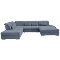 Wohnlandschaft Dalida Hellblau Chenille - Chromfarben/Hellblau, Design, Textil/Metall (254/376/195cm) - Livetastic