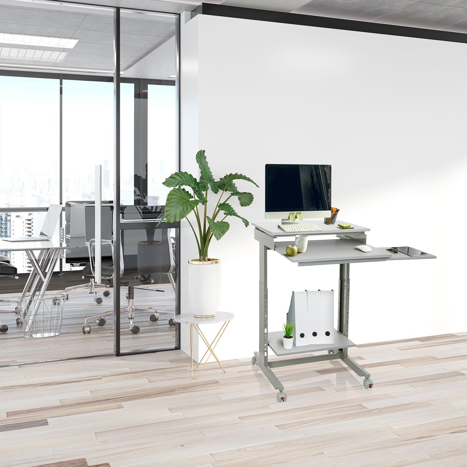 Pisalna Miza Workstation, Siva - siva, Basics, kovina/umetna masa (60/71,5-107,5/50cm) - MID.YOU