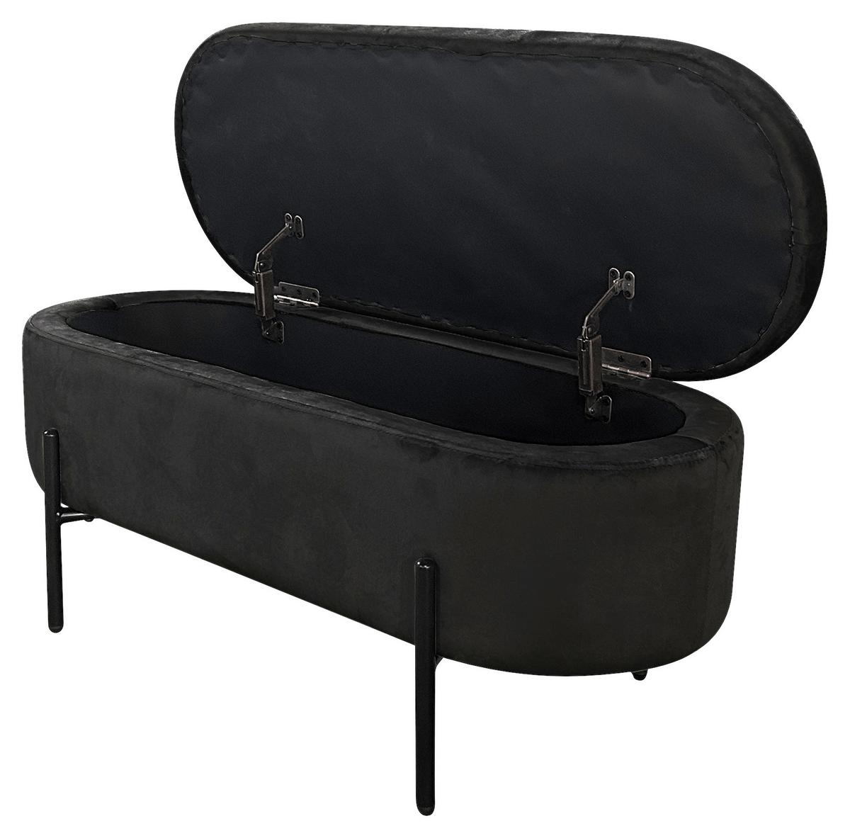 Sitzbank NOVA Schwarz, Samt - Schwarz, Design, Textil/Metall (95/42/37,5cm) - MID.YOU