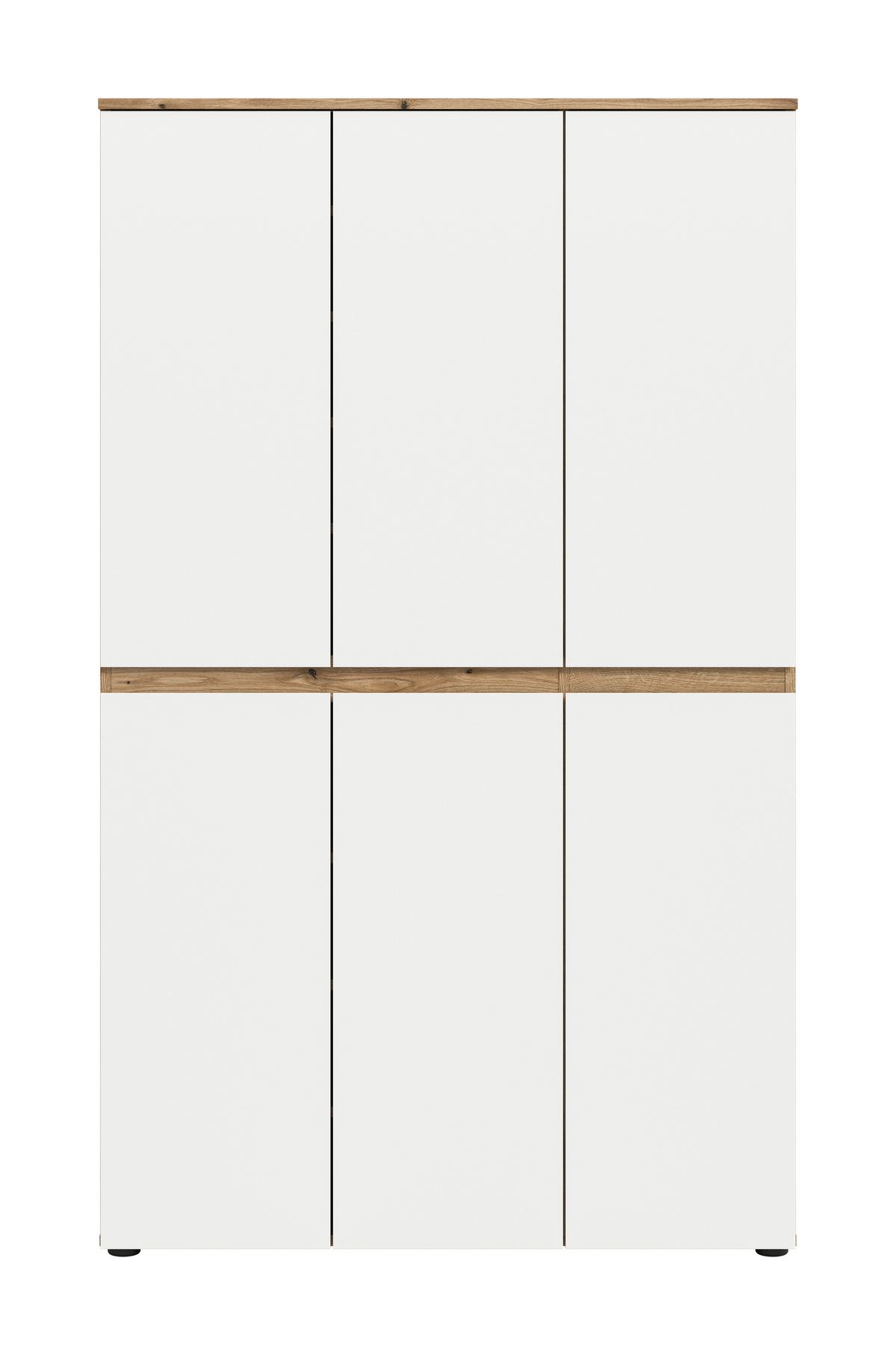 Garderobenschrank Scarpa Weiß/Eiche - Eichefarben/Schwarz, Design, Holzwerkstoff/Kunststoff (105/175/37cm) - Livetastic