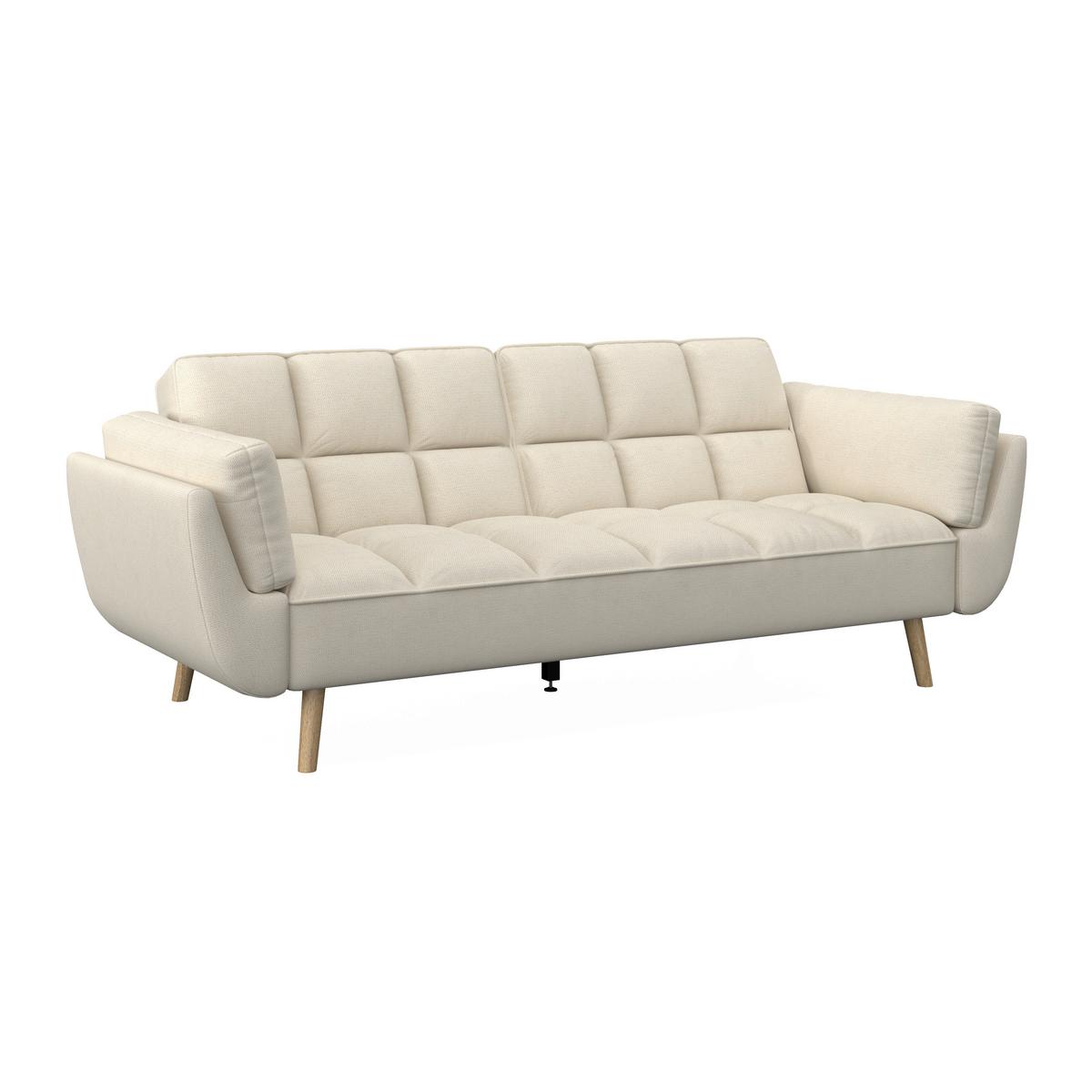 Schlafsofa Cora Webstoff Creme - Creme/Naturfarben, MODERN, Holz/Textil (214/92/81cm) - Bessagi Home