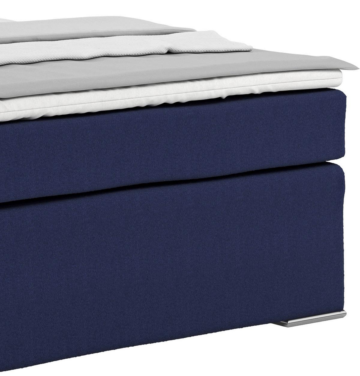Boxspring Krevet Nero - tamno plava/boje kroma, Konvencionalno, tekstil/metal (140/200cm) - Best Price