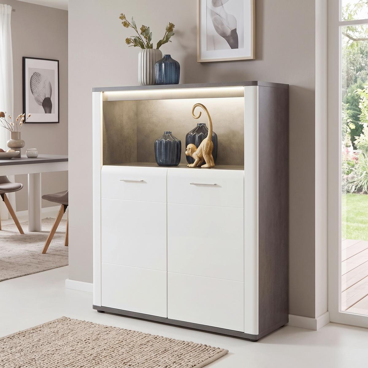 Visoka Komoda Alassio - barve kroma/bela, Moderno, kovina/umetna masa (109/122/37,5cm) - Premium Living