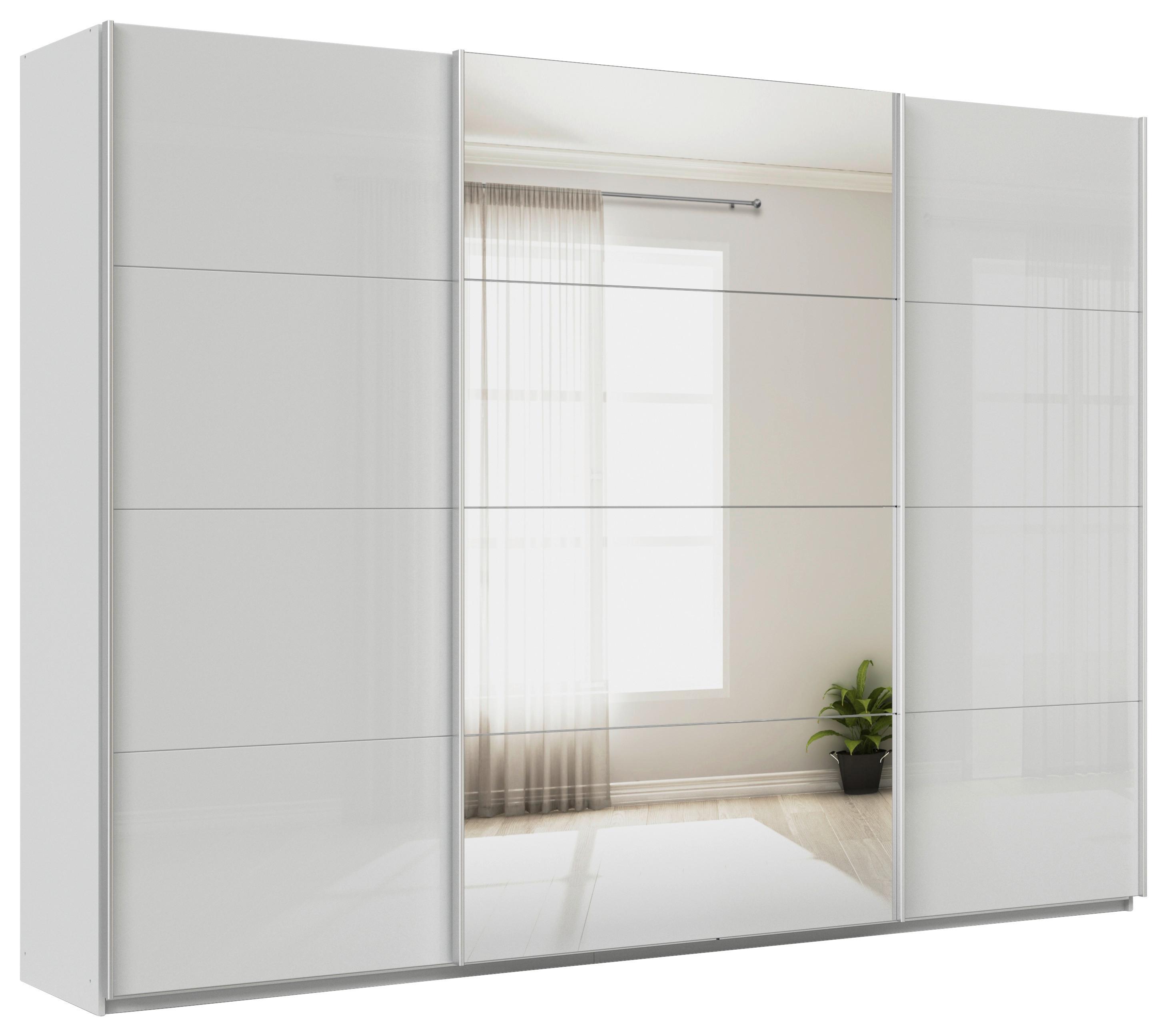 DULAP USI CULISANTE FELDKIRCH - argintiu/gri lucios intens, Modern, sticlă/material pe bază de lemn (315/229/62cm)