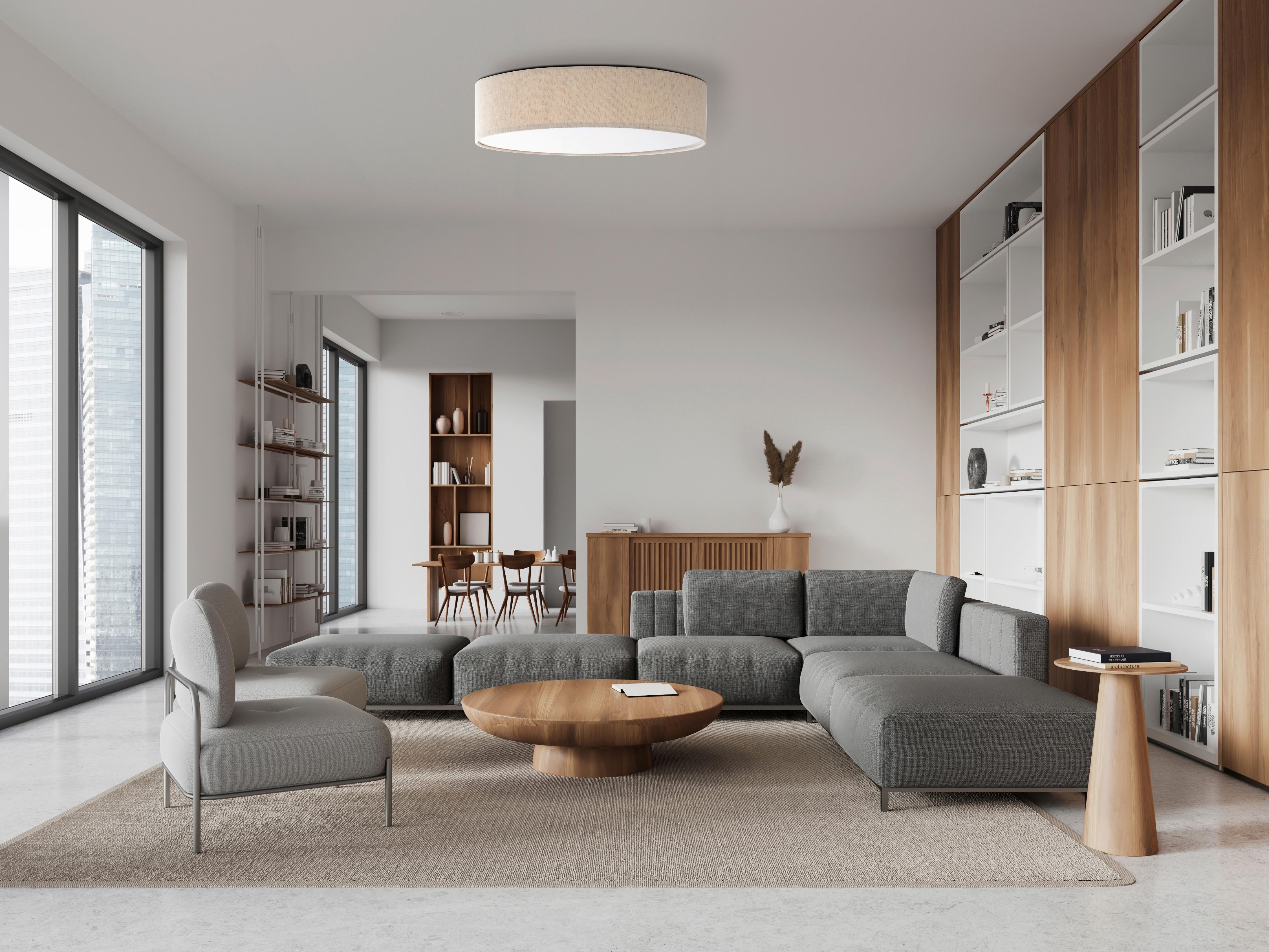 LED-DECKENLEUCHTE 60930119 CONNY - Weiss/Beige, Konventionell, Kunststoff/Textil (50/18cm)