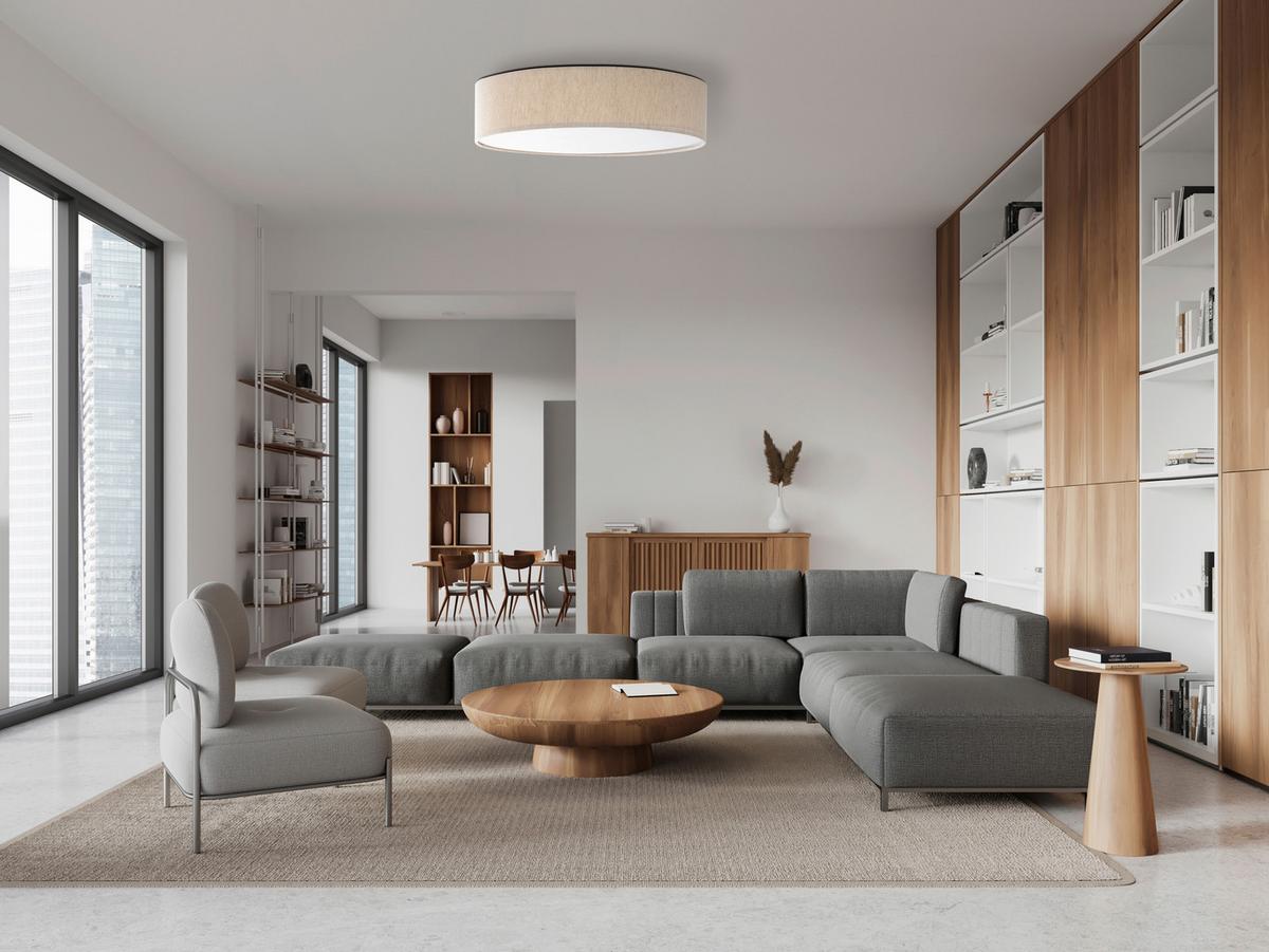 Led Stropna Svjetiljka Conny - bijela/bež, Konvencionalno, metal/tekstil (50/18cm)