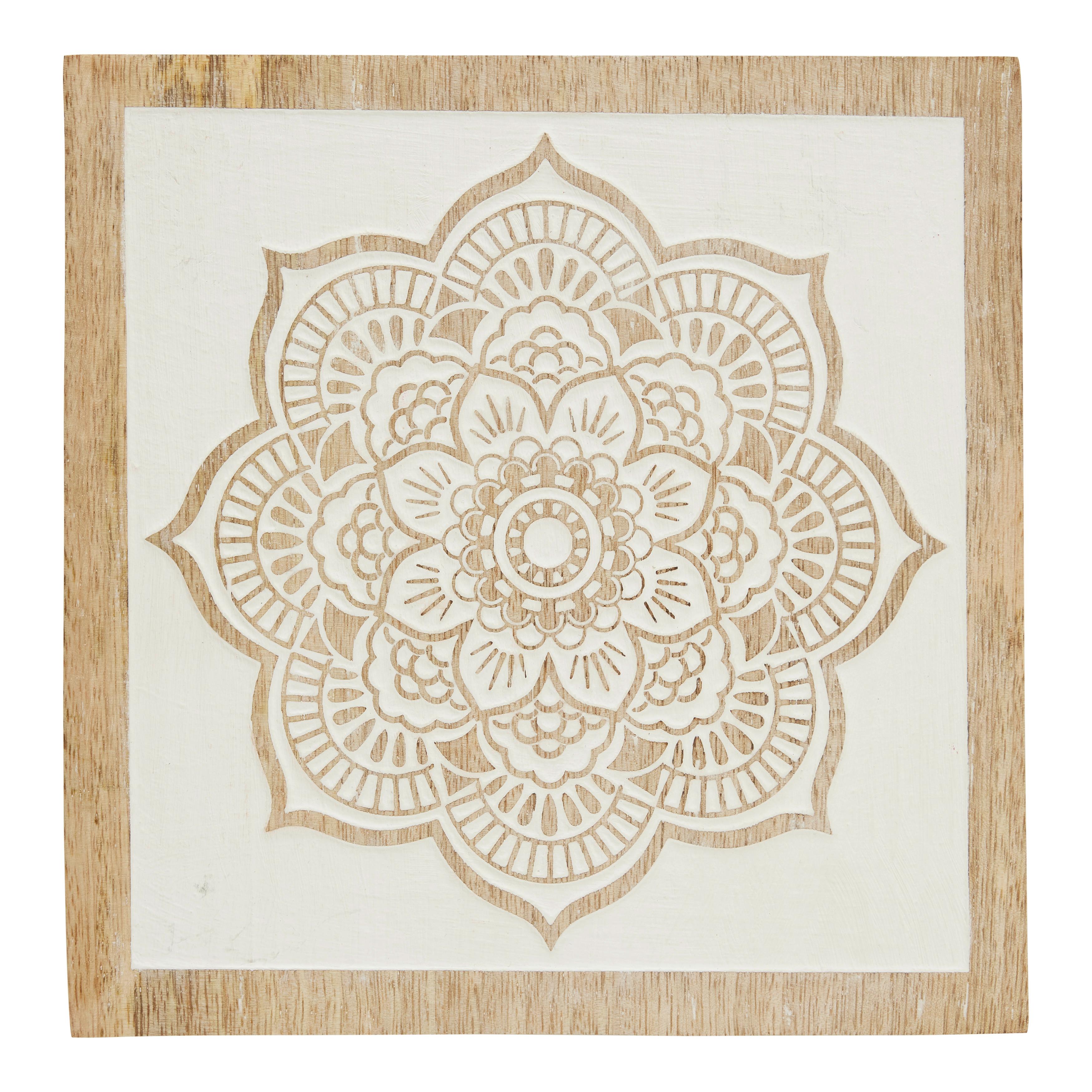 Fali Dekoráció Sadya I - natúr színű/fehér, Lifestyle, fa (20/20/1,5cm) - Modern Living