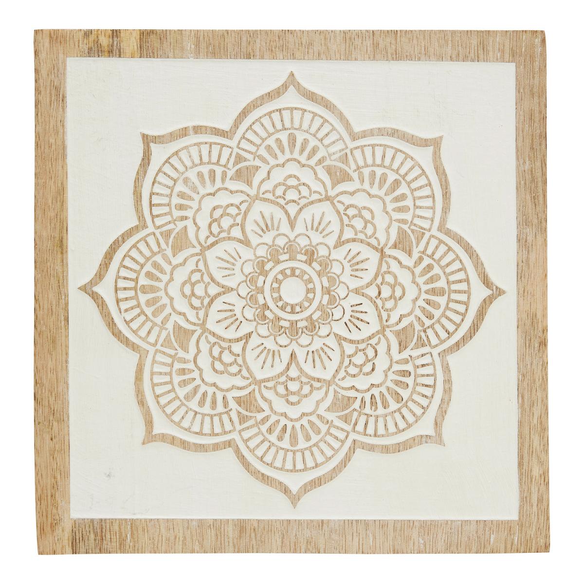 Fali Dekoráció Sadya I - natúr színű/fehér, Lifestyle, fa (20/20/1,5cm) - Modern Living