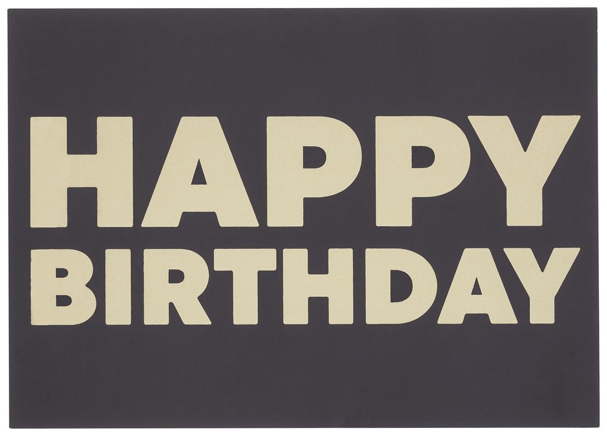 POSTKARTE Happy Birthday - Goldfarben/Schwarz, MODERN, Papier (14,8/10,5cm)