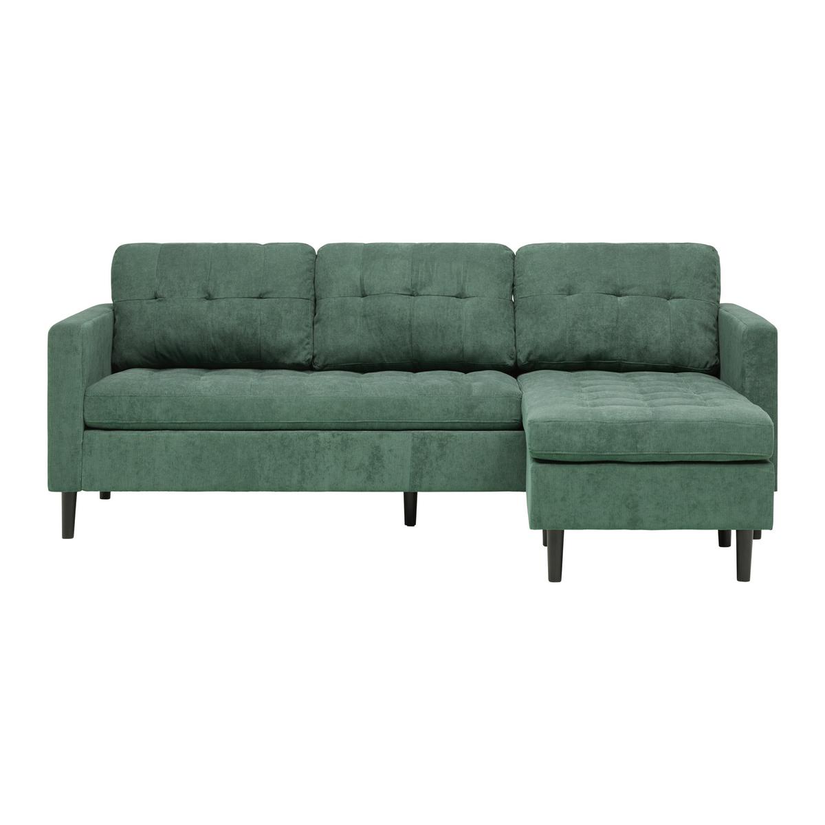 Wohnlandschaft Lillehammer in Grün/Schwarz - Schwarz/Grün, Modern, Holz/Textil (217/80/149cm) - Based