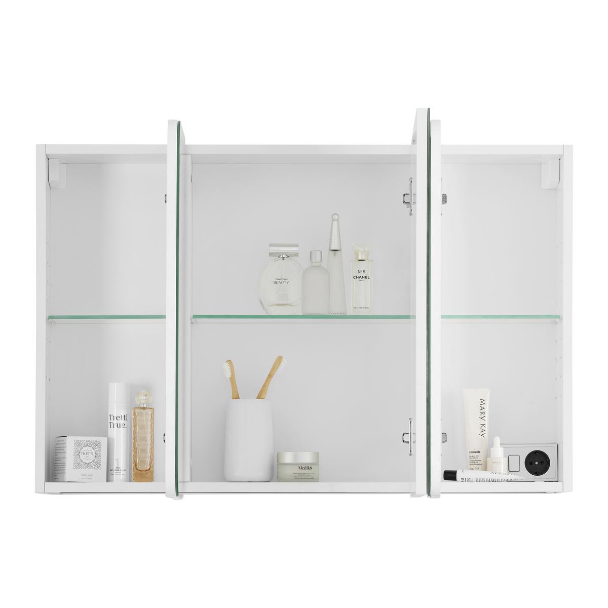 Spiegelschrank Elias Weiß - Weiß, MODERN, Glas/Holzwerkstoff (100/60/18cm) - Mömax