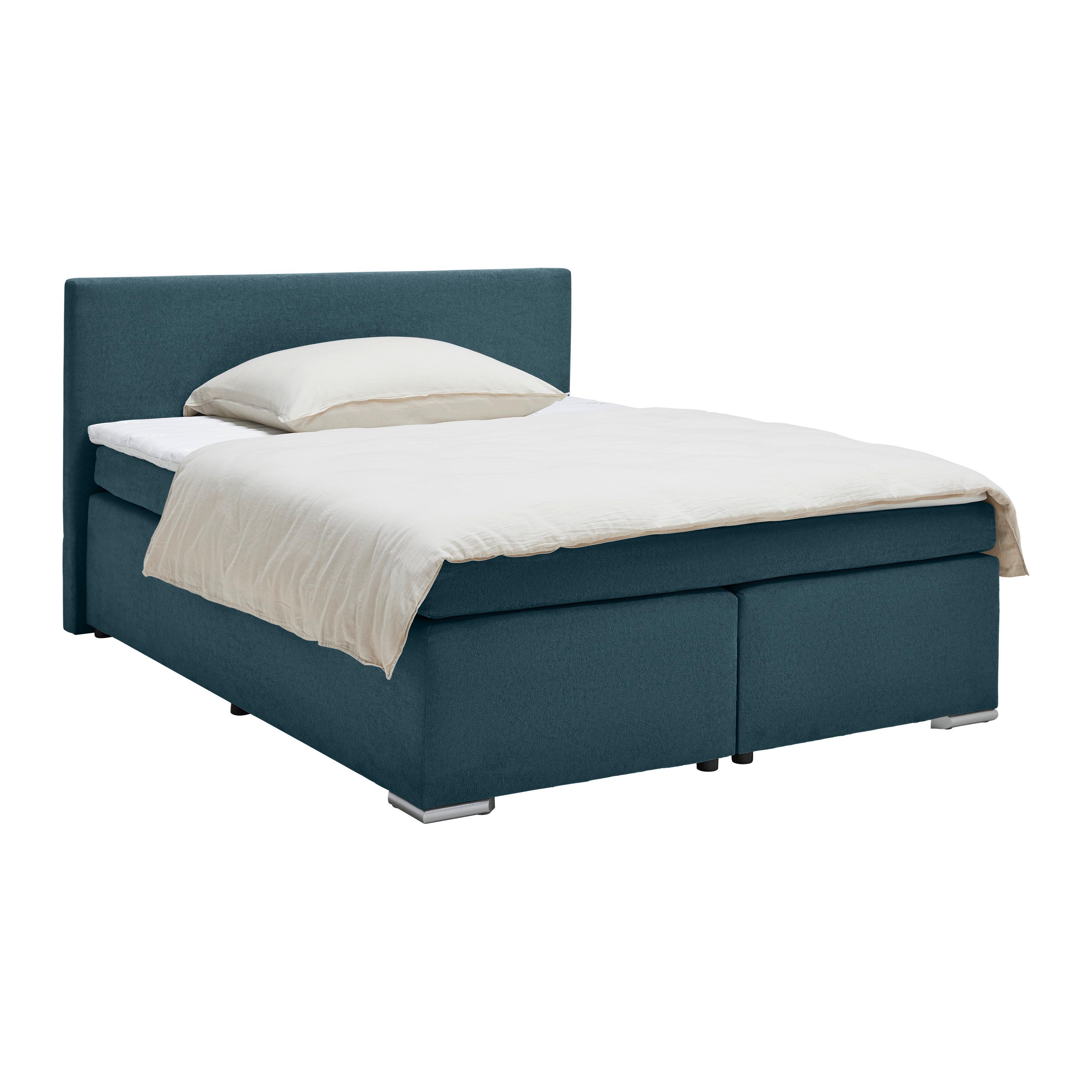 BOXSPRINGBETT MIRA 2 -EXKLUSIV- -BASED- - Dunkelblau, Modern, Holz/Kunststoff (160/200cm) - Based