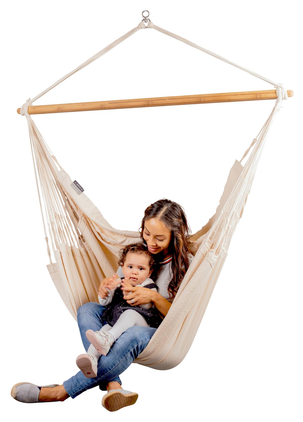 Hängesessel Kingsize Hammock Chair Weiß - Weiß, KONVENTIONELL, Holz/Textil (140/170/210cm) - La Siesta
