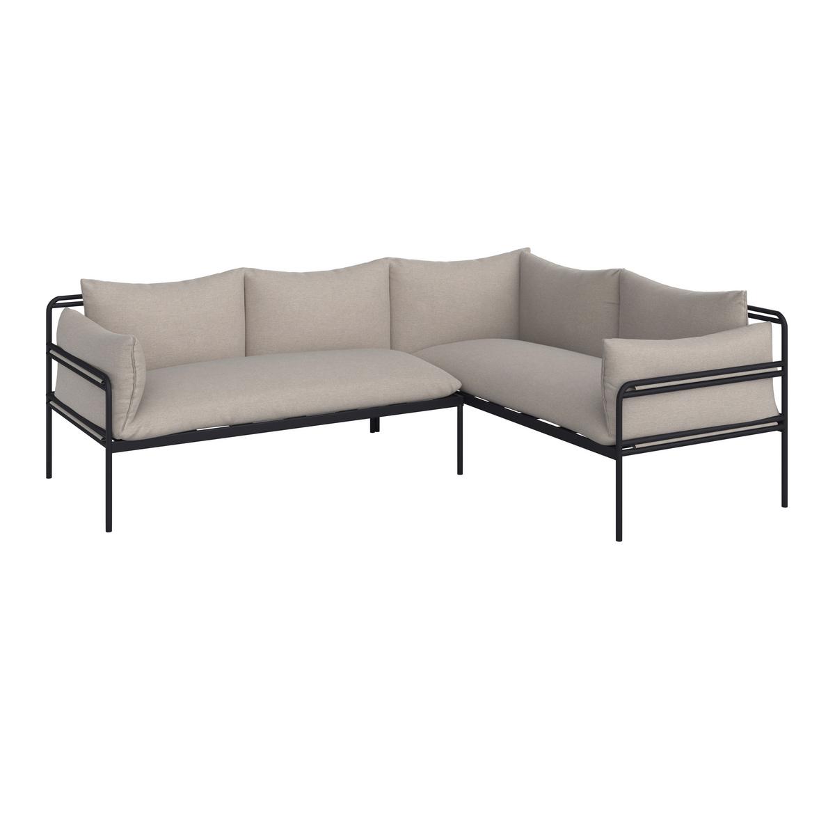 Outdoorlounge Anny Beige Metall/Outdoorstoff/Glas - Dunkelgrau/Beige, MODERN, Glas/Textil (218/170/72cm) - Bessagi Garden