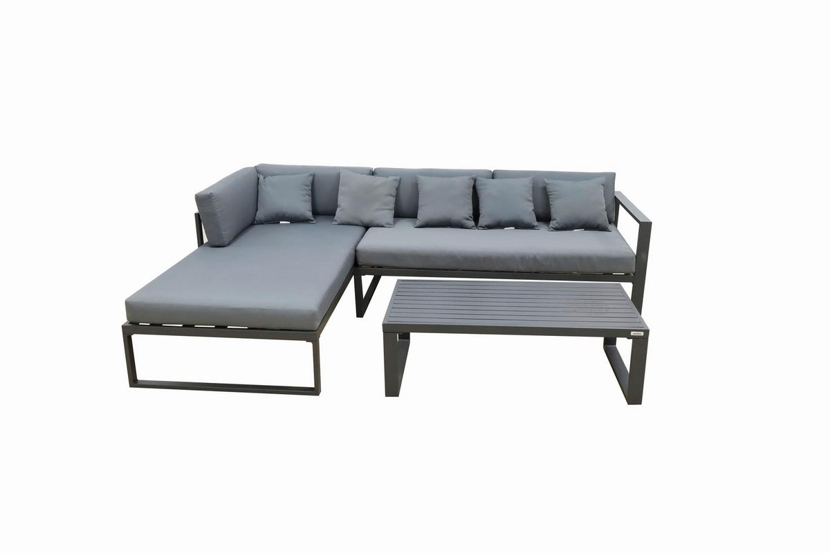 KOMPLET MEBLI TARASOWYCH AMORE - antracytowy/szary, Modern, metal/tkanina (180/248cm) - Ambia Garden