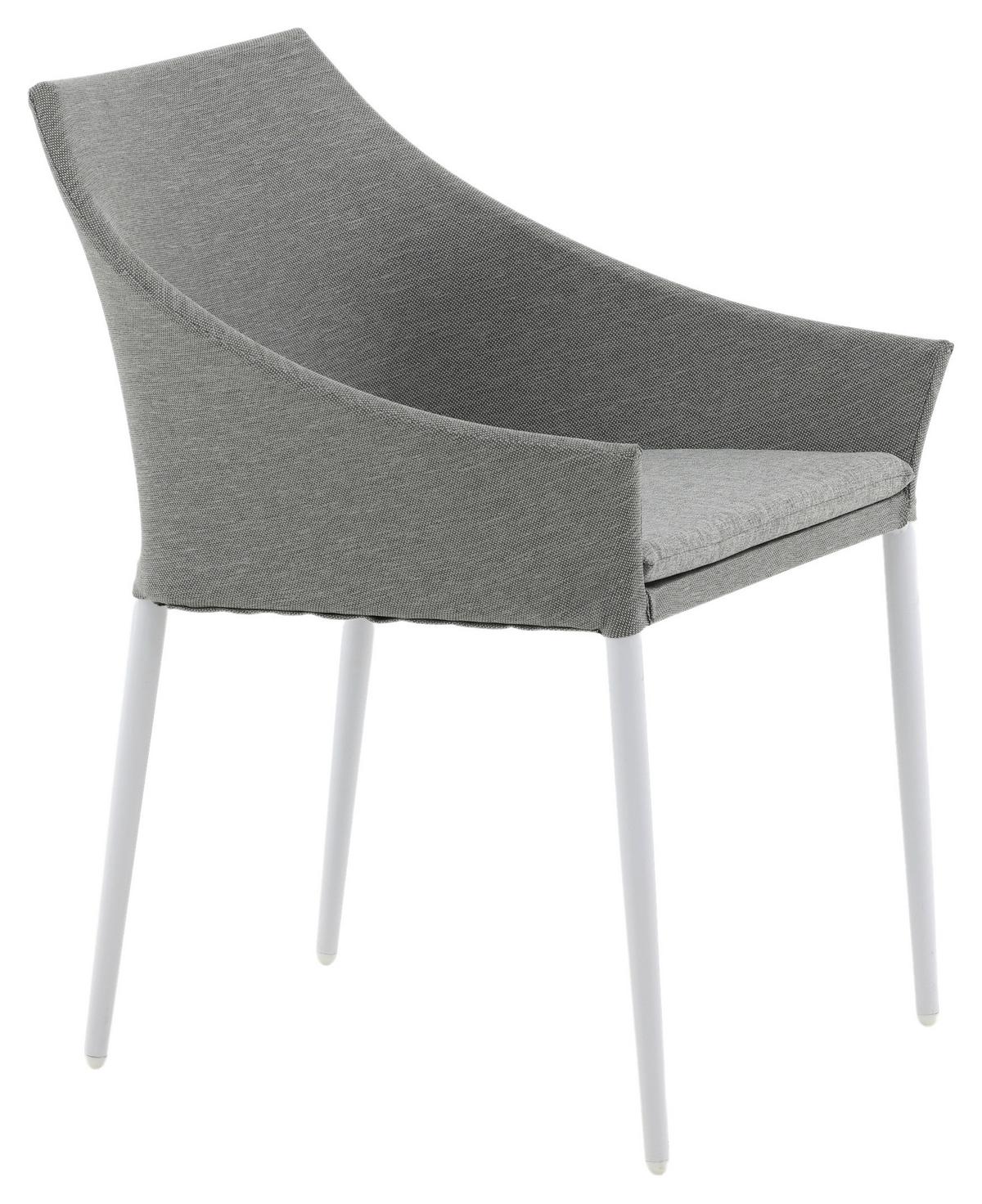 Gartenstuhl 2er-Set Spoga ca. 60x81x62 cm Grau/Weiß - Weiß/Grau, KONVENTIONELL, Textil/Metall (60/81/62cm) - Gardenson