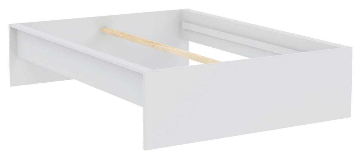 Posteljni Okvir Unit 140 - bela, Konvencionalno, leseni material (140/200cm) - Based