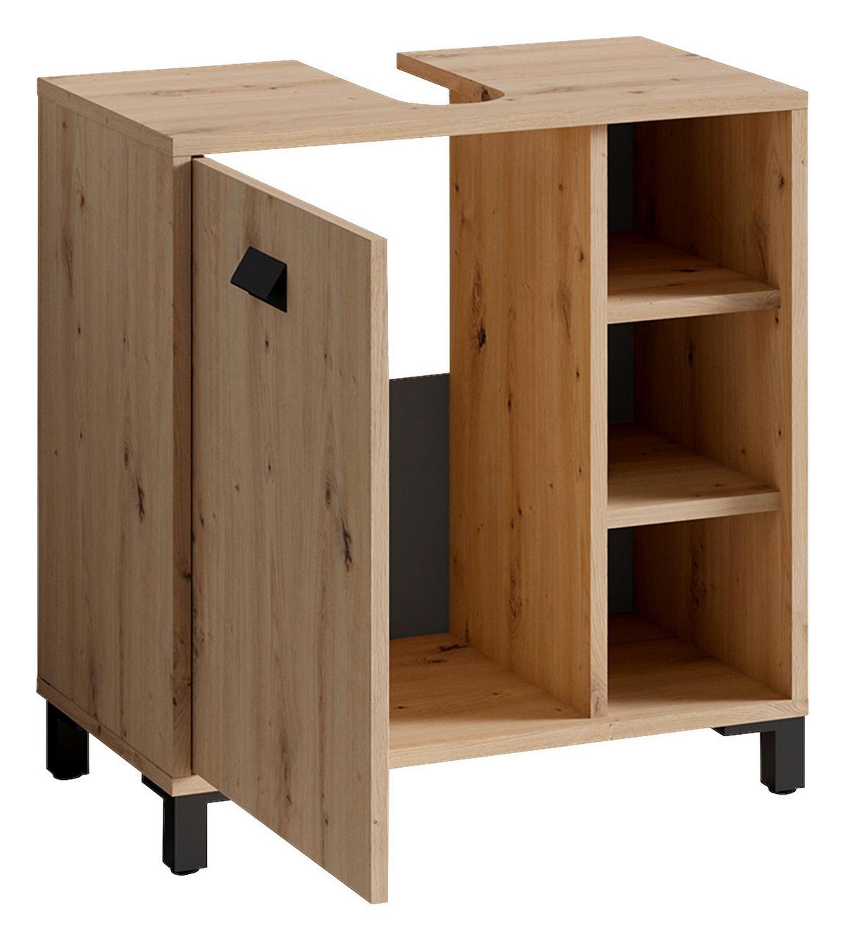 Waschbeckenunterschrank Wellness B: 60 cm Eiche Dekor - Anthrazit/Schwarz, MODERN, Holzwerkstoff/Kunststoff (60/62/34cm) - MID.YOU