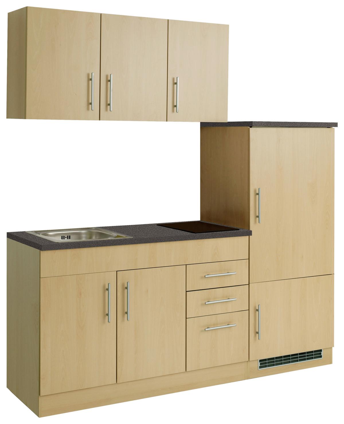 Küchenblock Toronto I m. Geräten Buche - Chromfarben/Buchefarben, MODERN, Holzwerkstoff/Metall (180cm) - Held