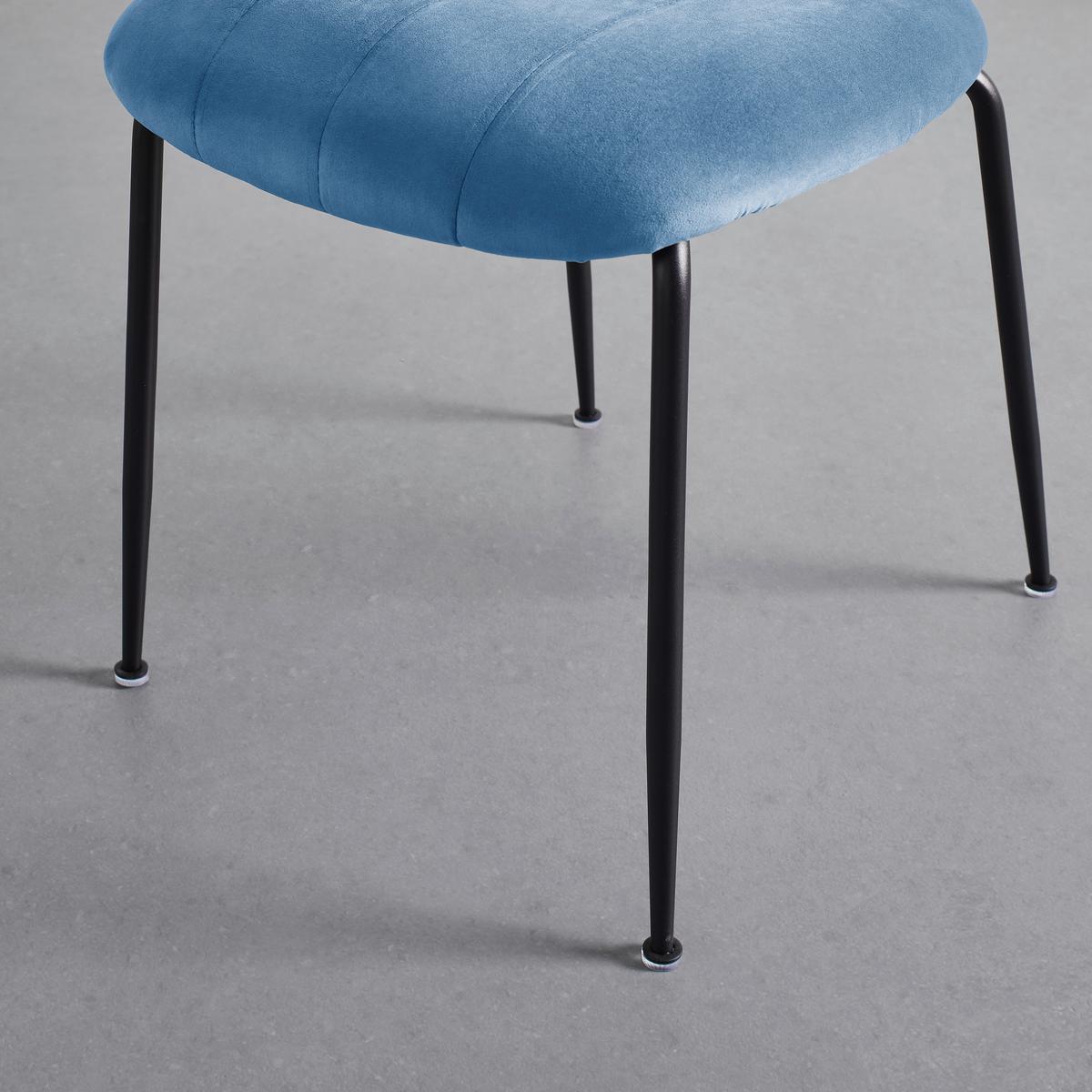 Stuhl Tylor Blau Samt Gepolstert - Blau/Schwarz, MODERN, Holz/Textil (45/85/58cm) - Bessagi Home