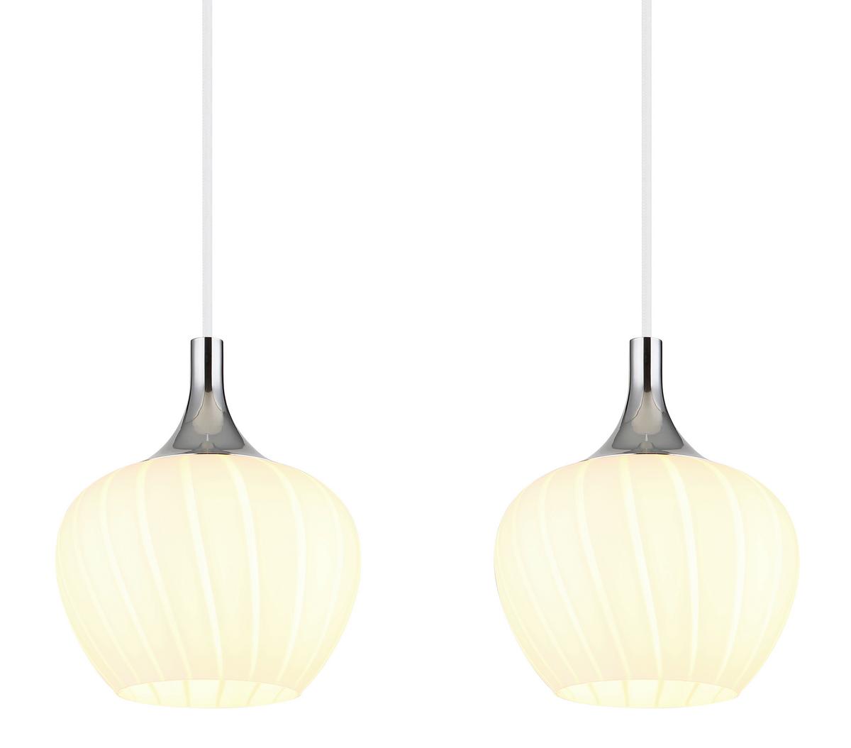 Hängeleuchte Maxy Weiß/Chromfarben max. 40 Watt - Chromfarben/Weiss, Konventionell, Glas/Metall (100/18/120cm) - Globo