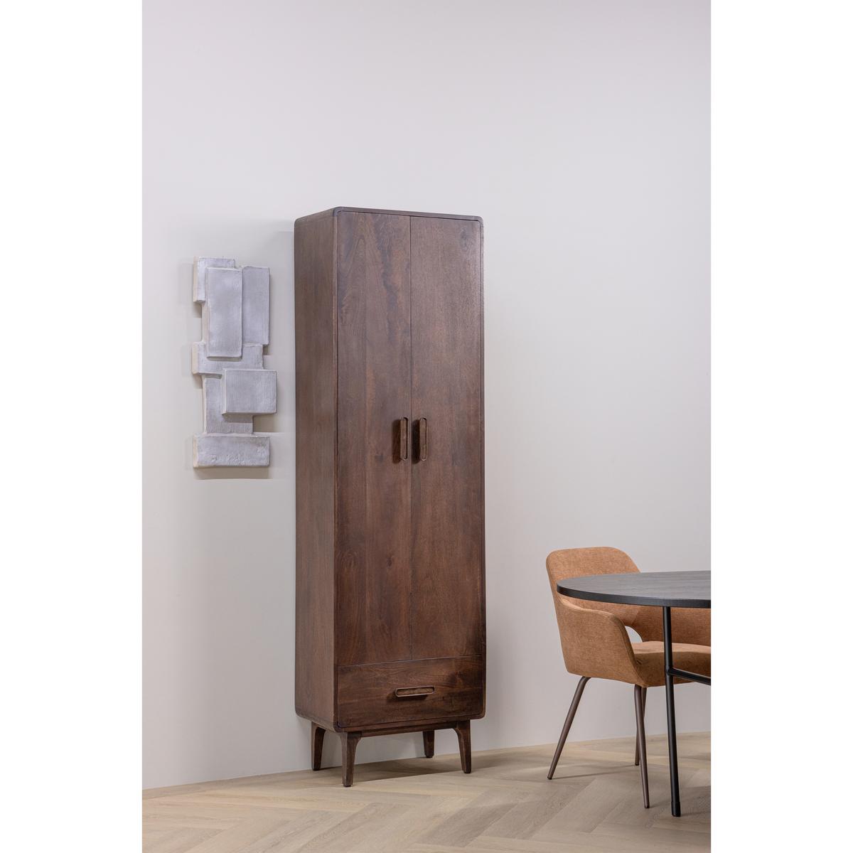 Mehrzweckschrank Liya Mangoholz - Dunkelbraun, Design, Holz (60/200/35cm) - Livetastic